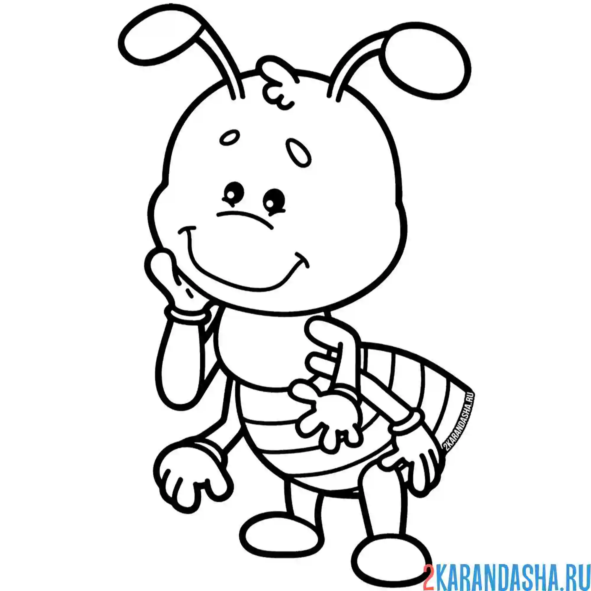 Раскраска смешной муравей