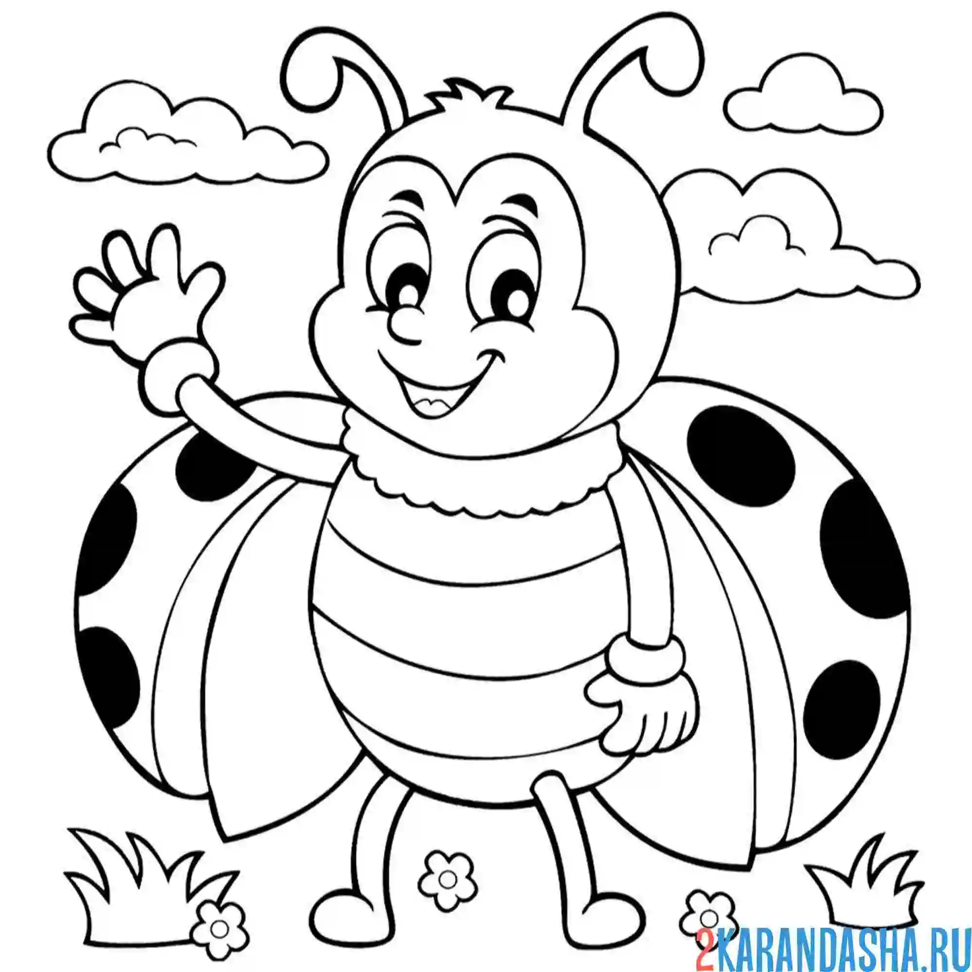 Раскраска насекомое божья коровка