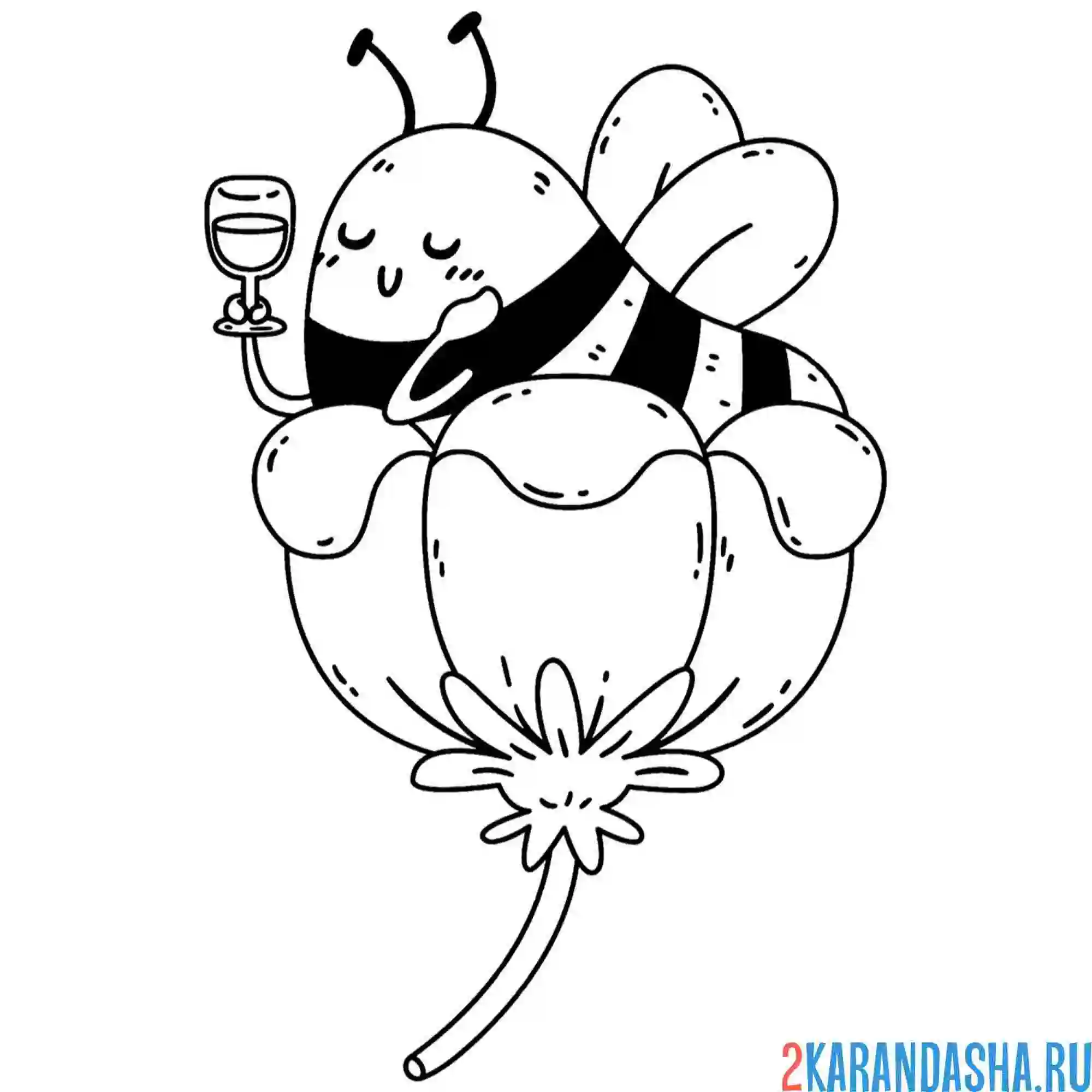 Раскраска пчелка насекомое в цветке