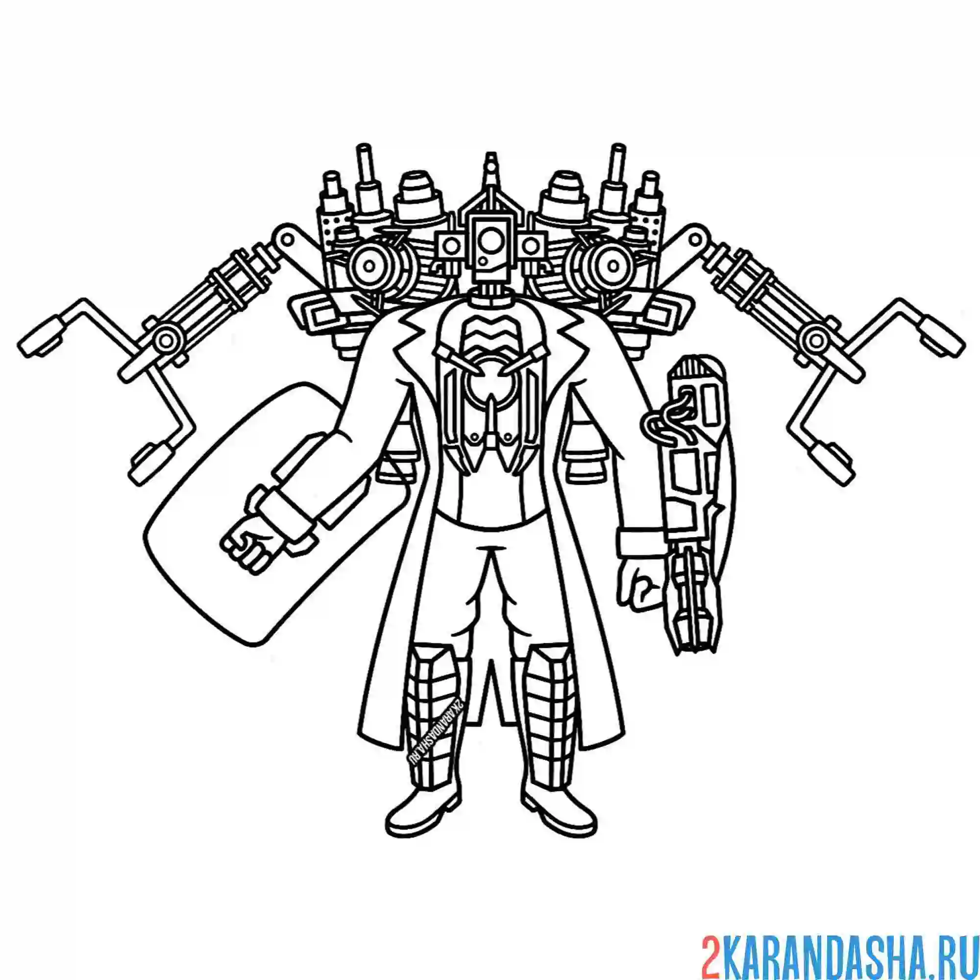 Раскраска титан камерамен с астро апгрейд скибиди