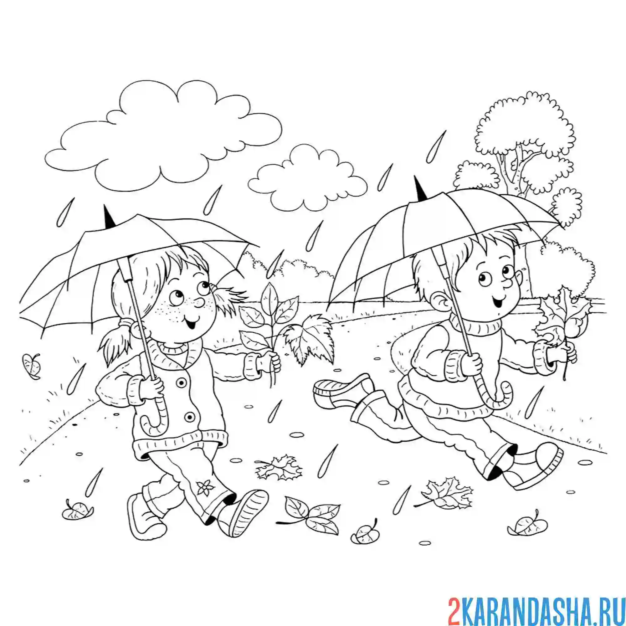 Раскраска времена года осень