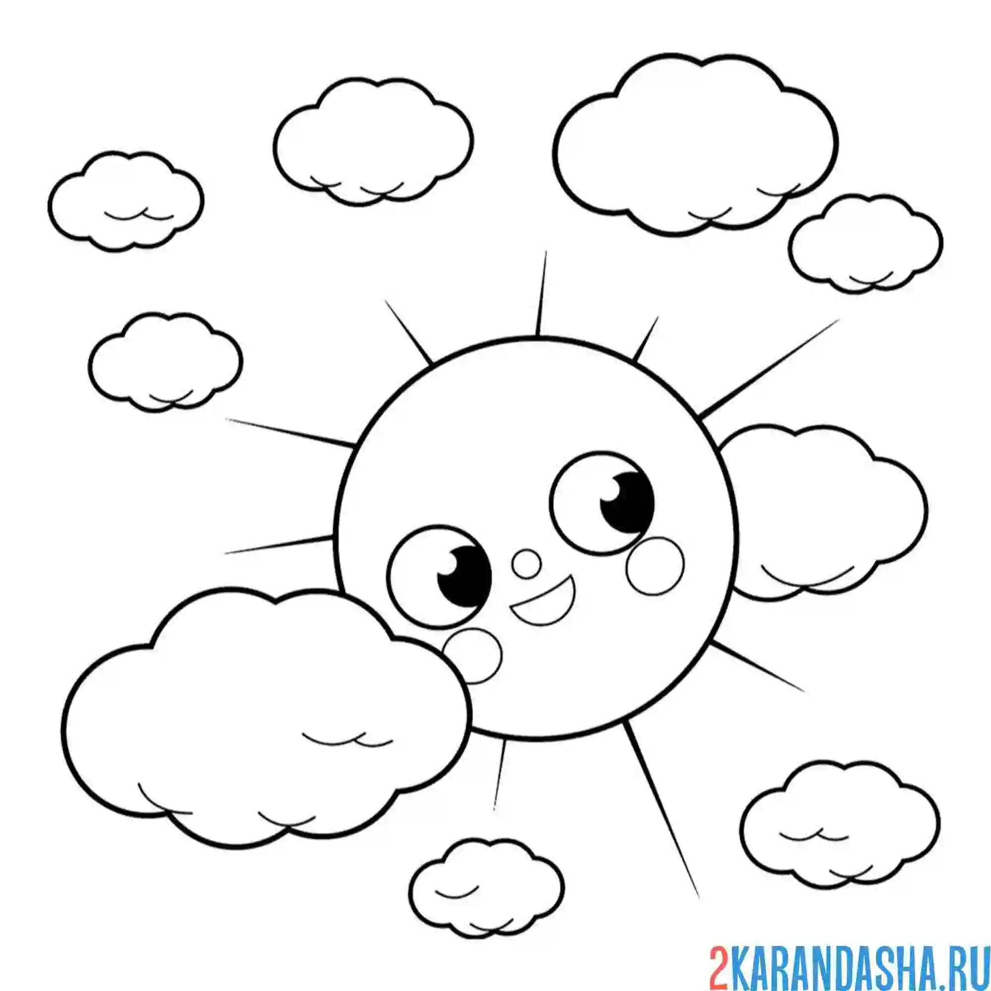 Раскраска времена года лето солнце