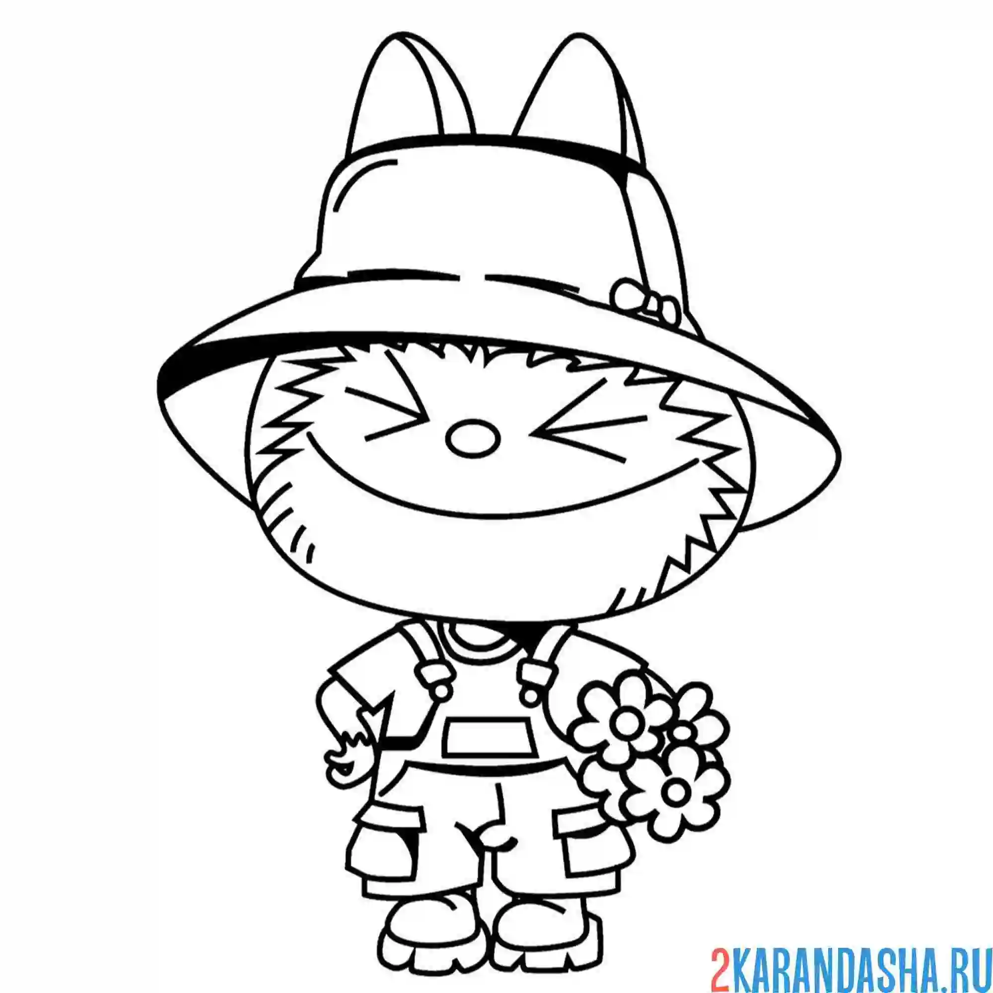 Раскраска лабубу в шляпе