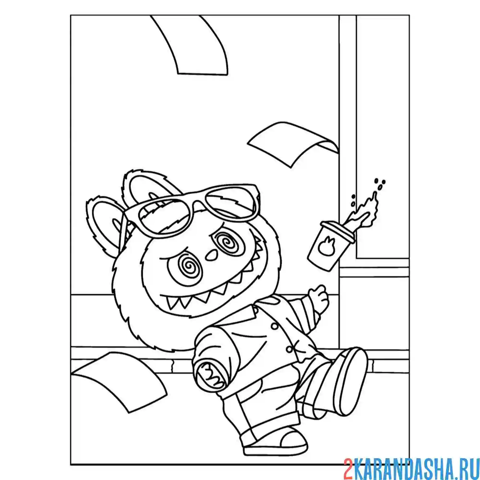 Раскраска лабубу дома