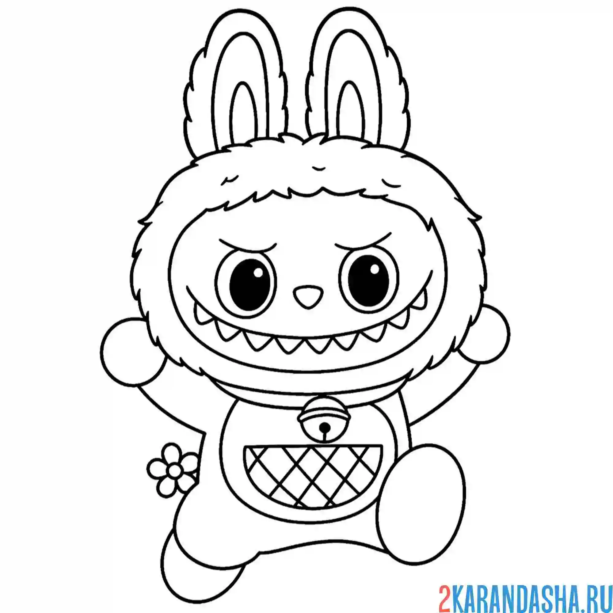 Раскраска лабубу бежит