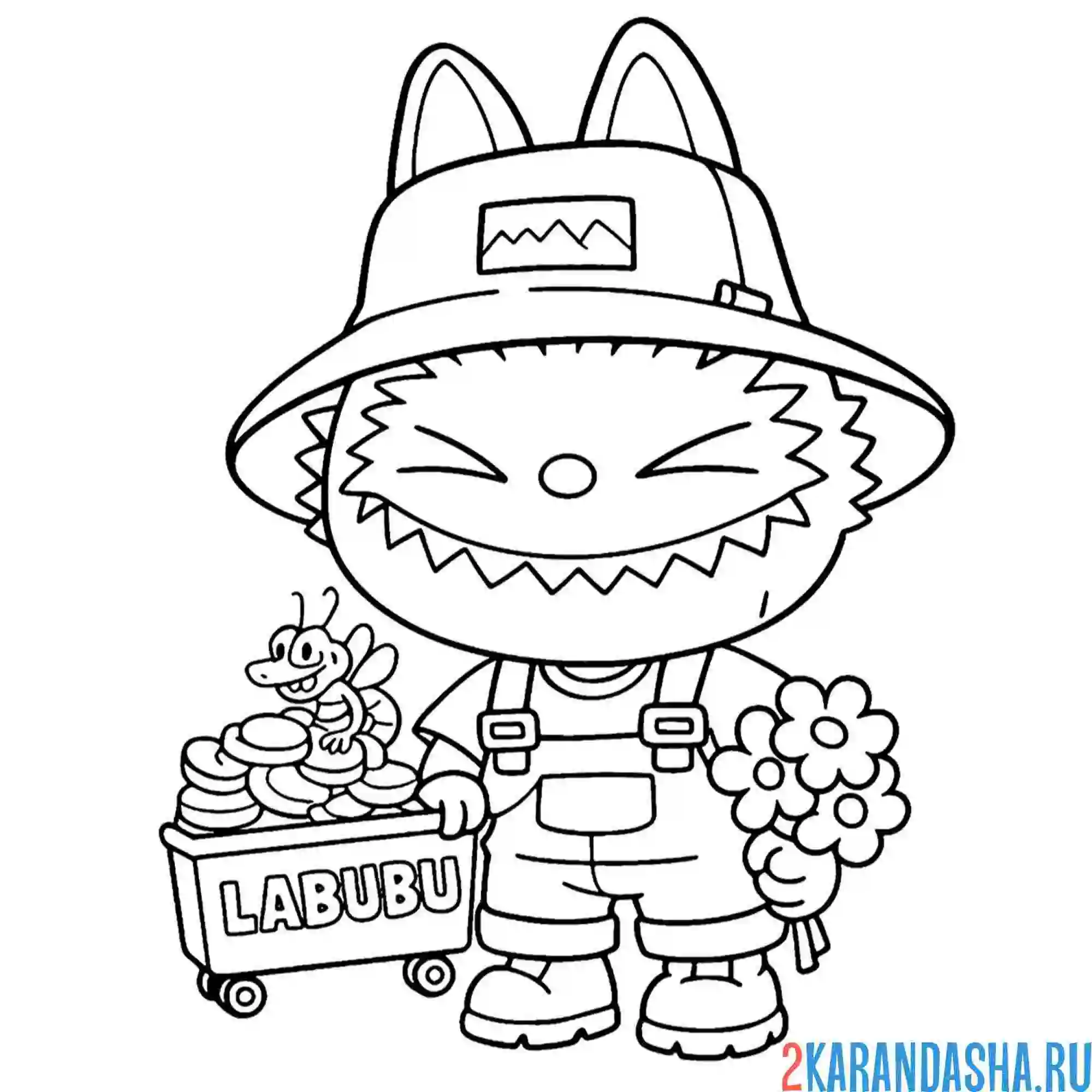 Раскраска лабубу великий садовник