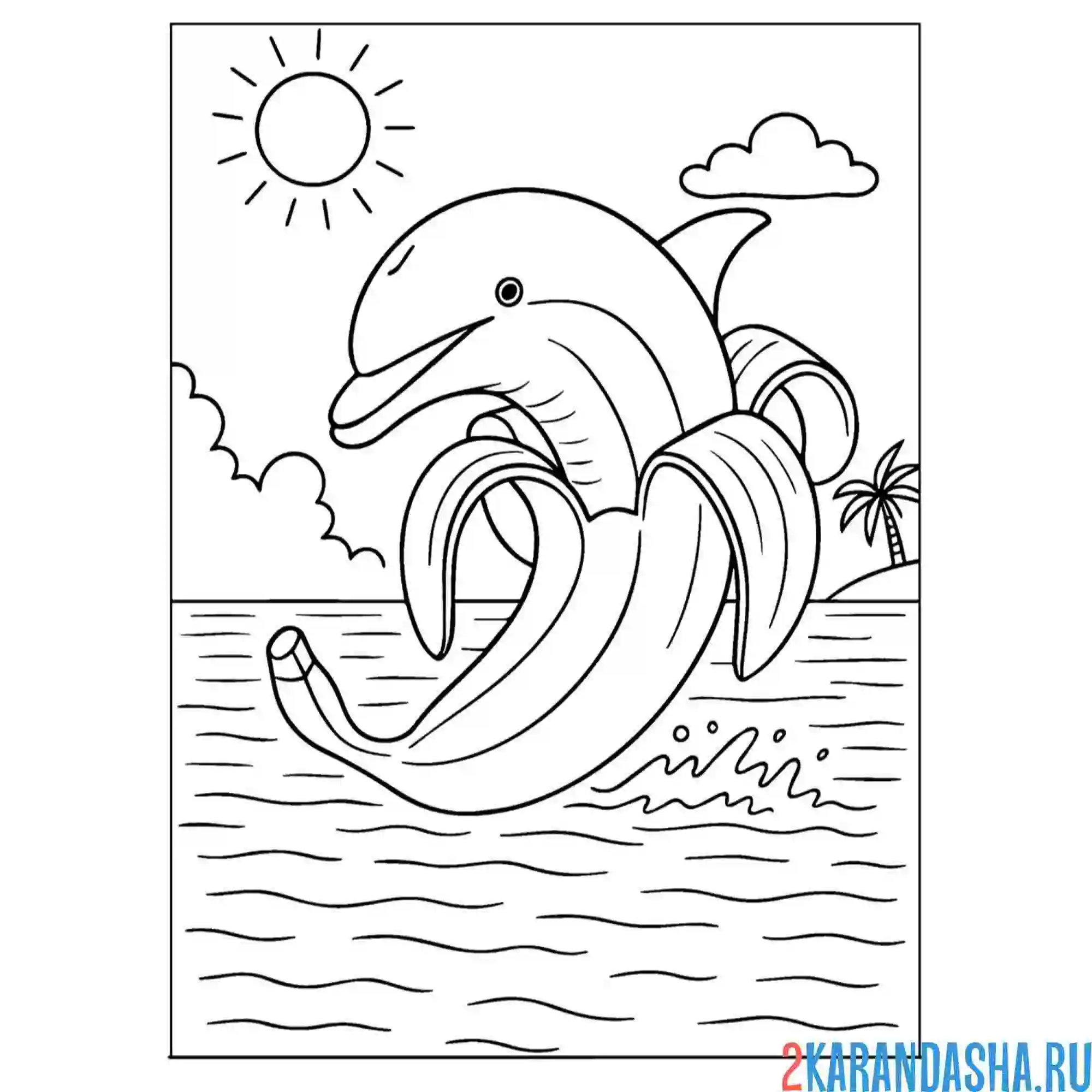 Раскраска дельфино-бананито