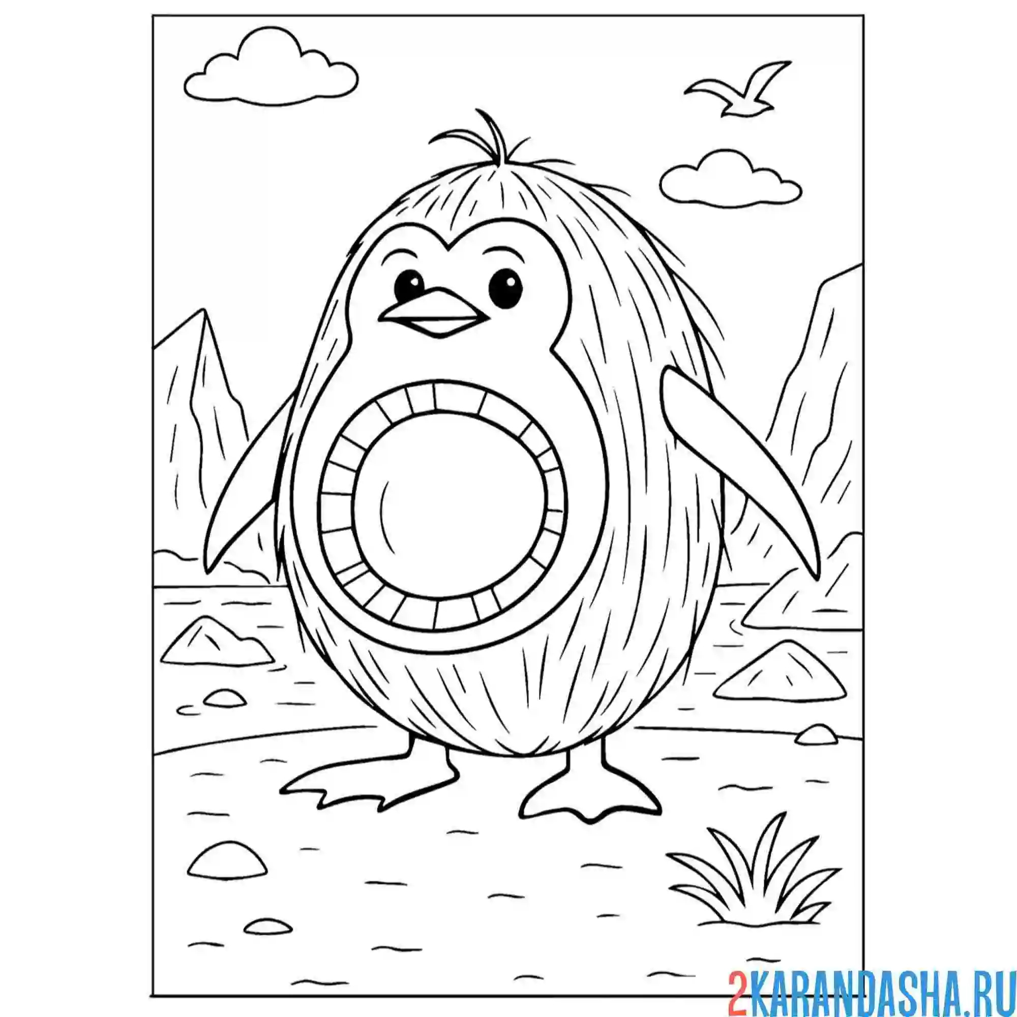 Раскраска пингвино-кокосино
