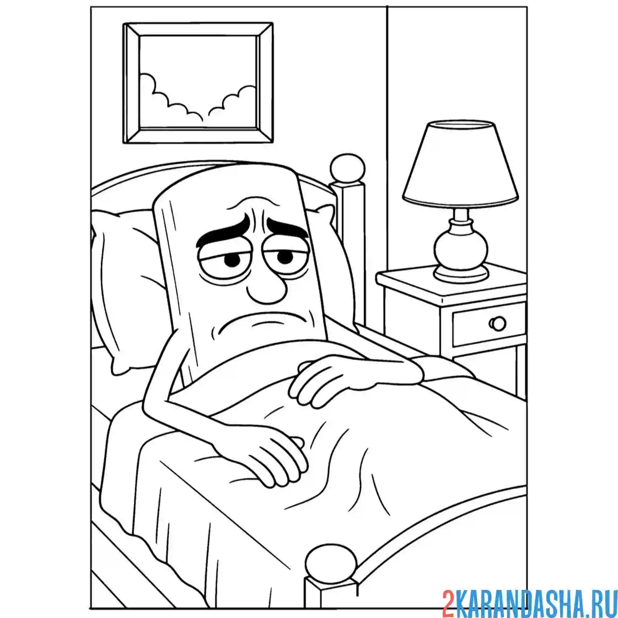 Раскраска тунг-тунг-тунг сахур заболел