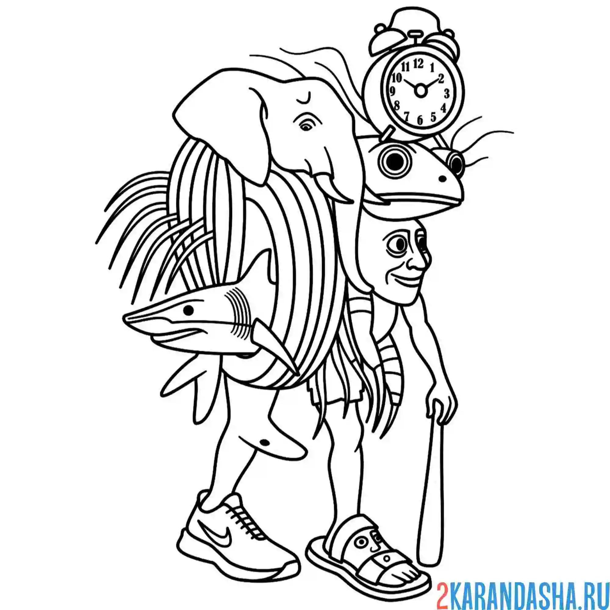 Раскраска трипа тропа тралала лирилира тунг тунг сахур бонека