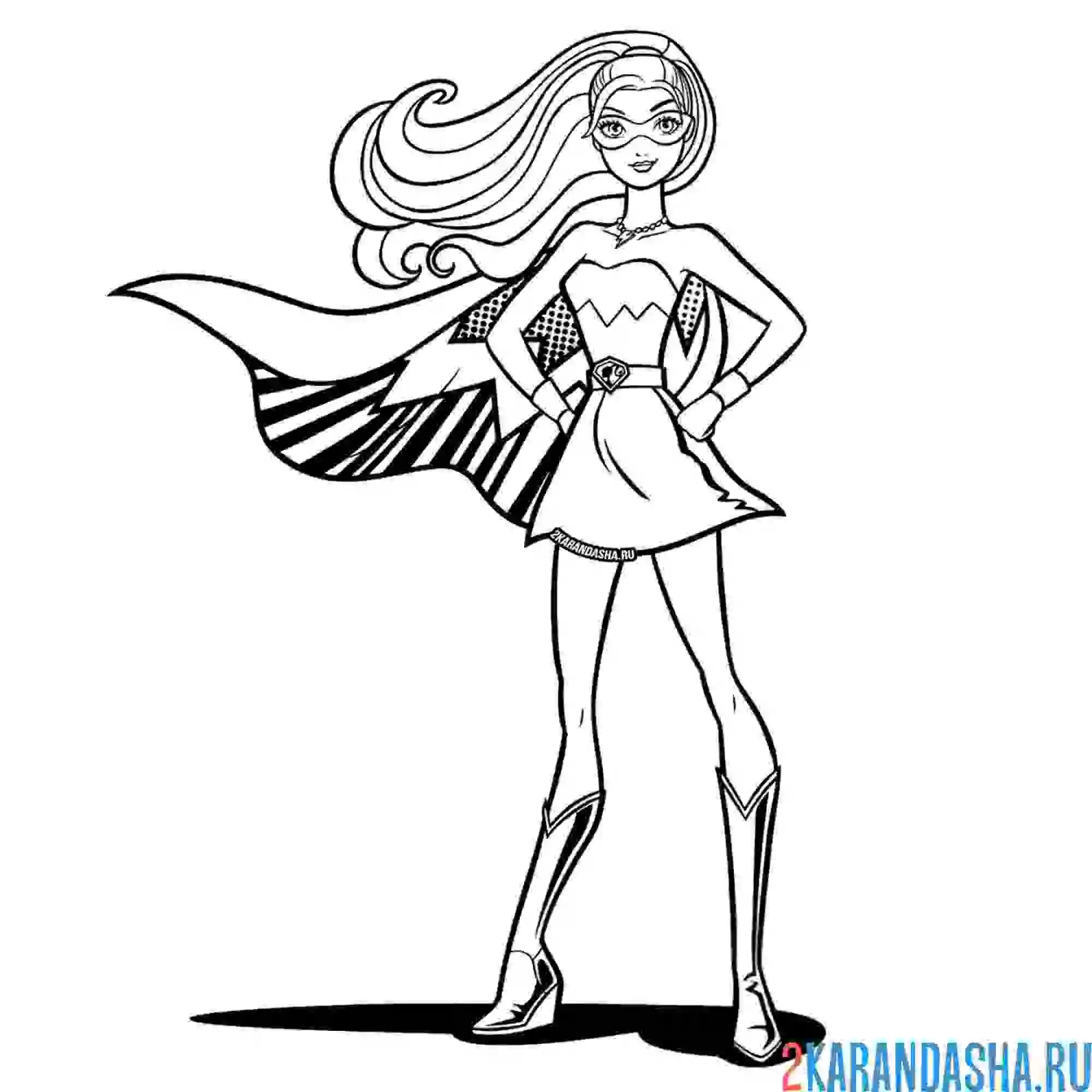Раскраска барби супер принцесса героиня