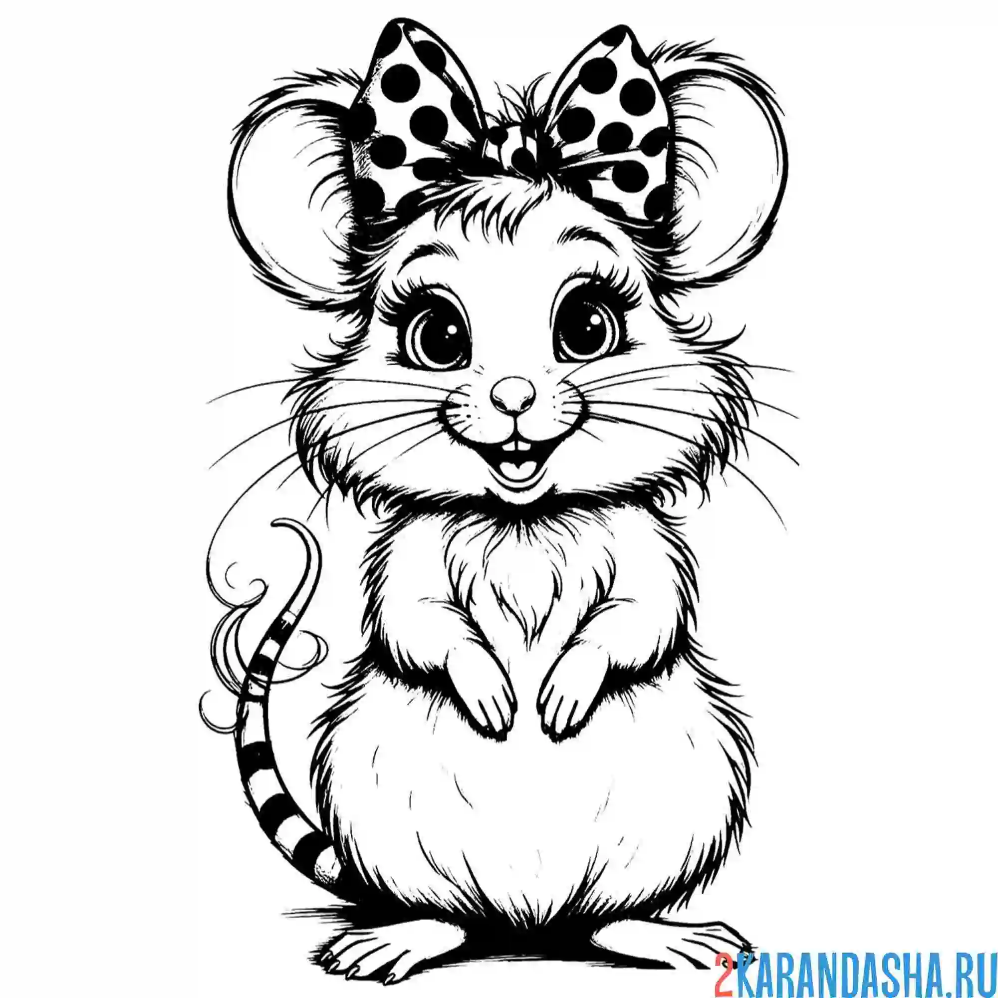 Раскраска миленький мышонок