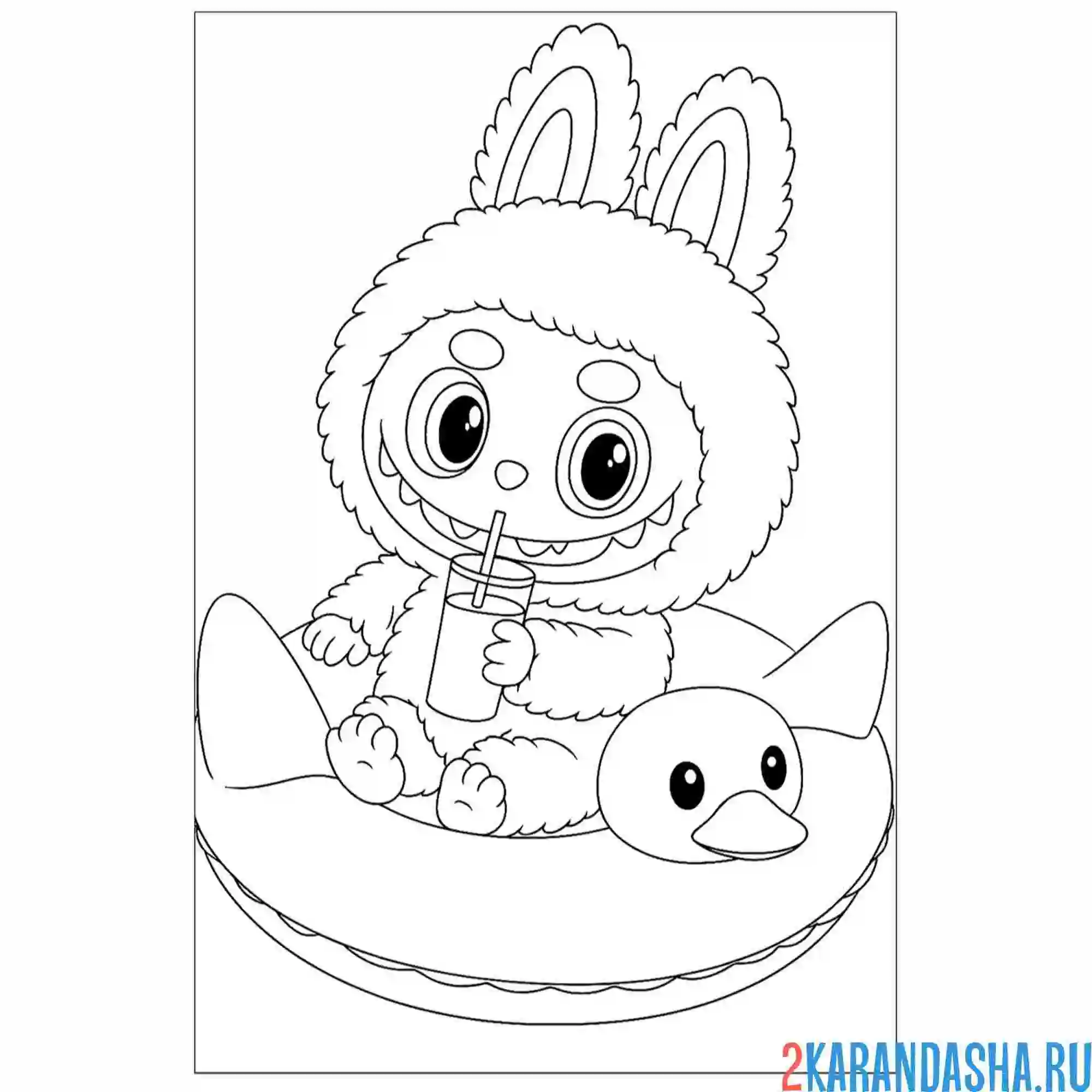 Раскраска лабубу уточка круг