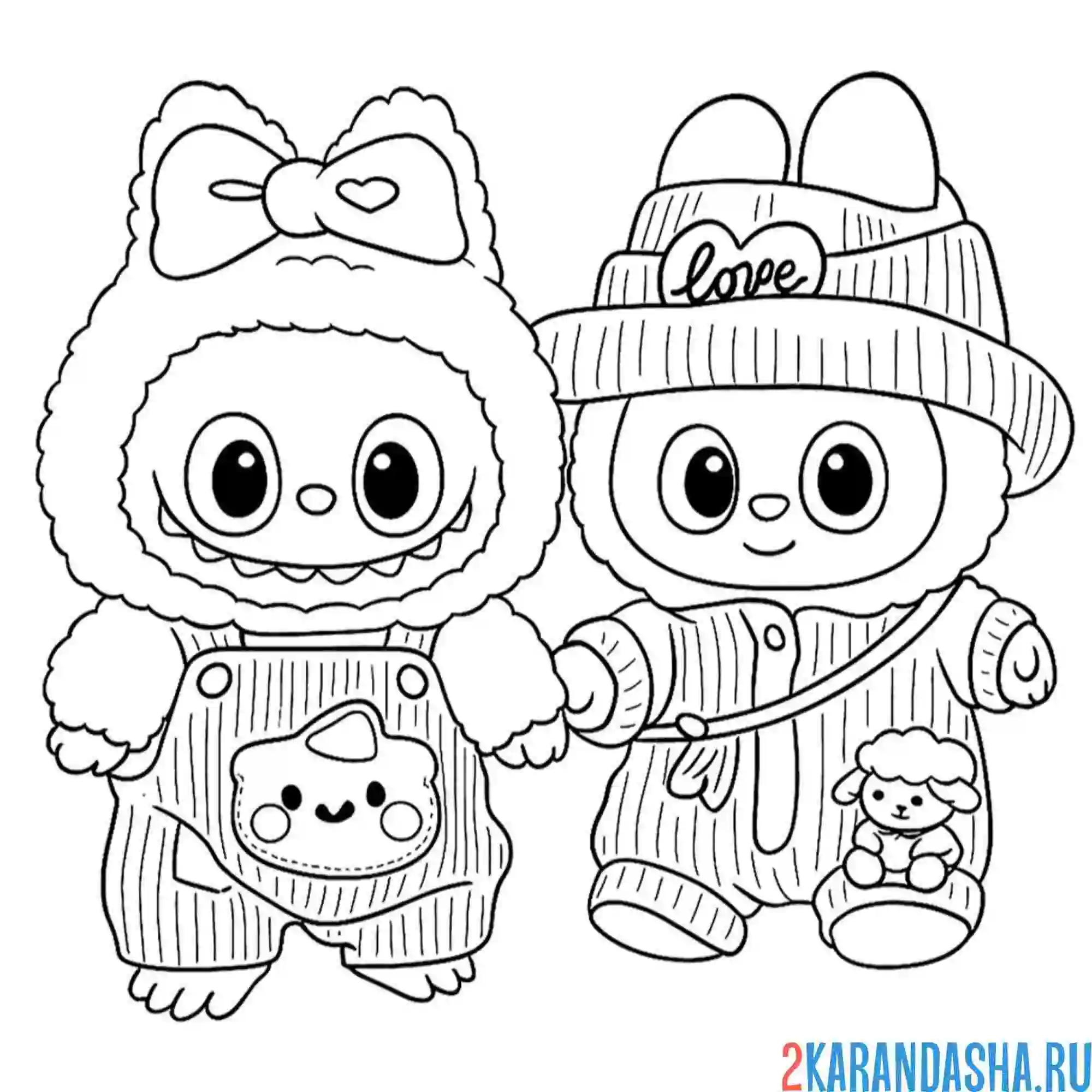 Раскраска две лабубу