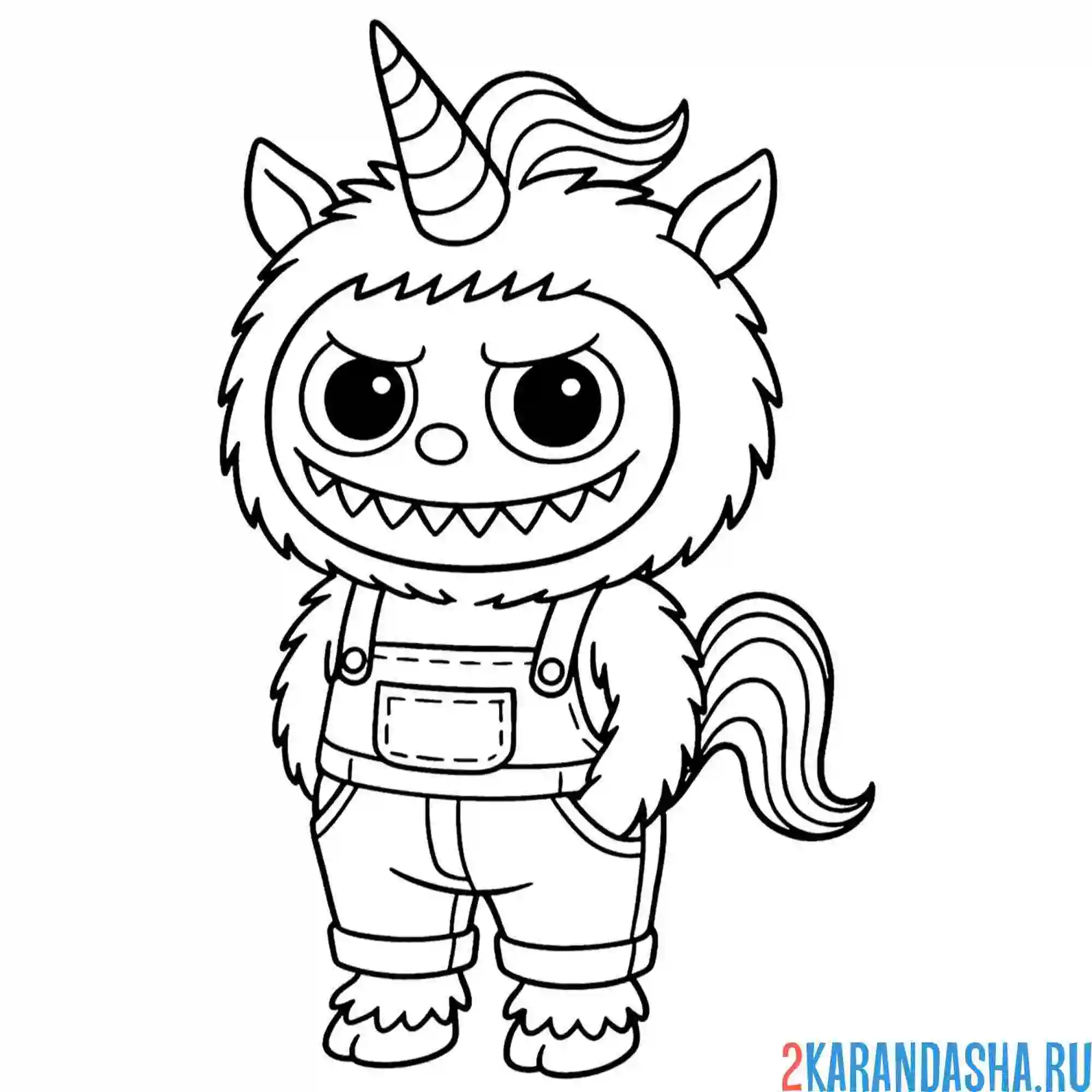 Раскраска единорог лабубу