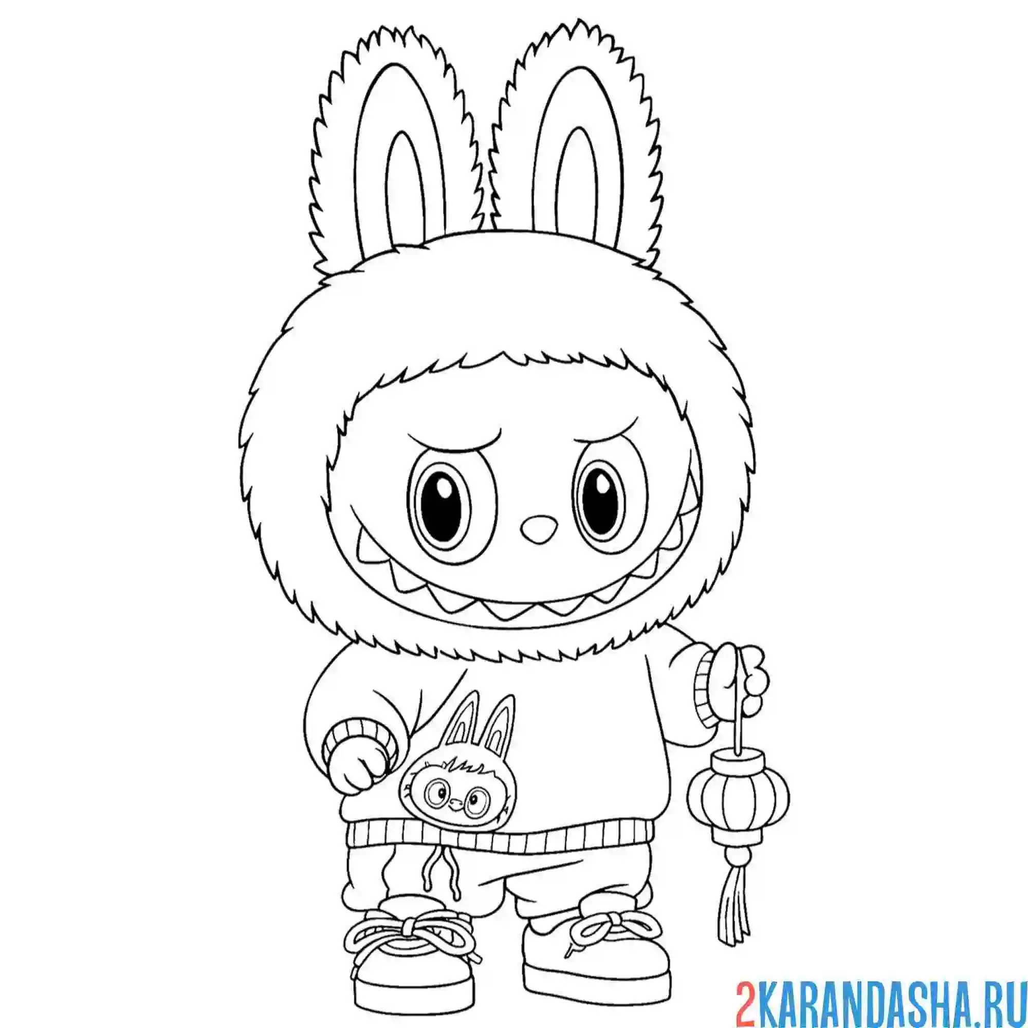 Раскраска лабубу в спортивном костюме