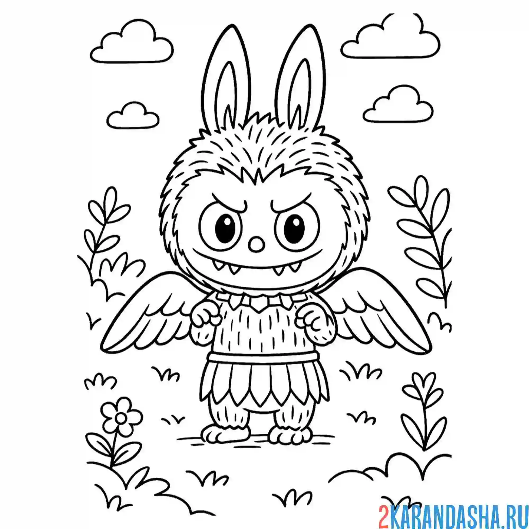 Раскраска лабубу зайка