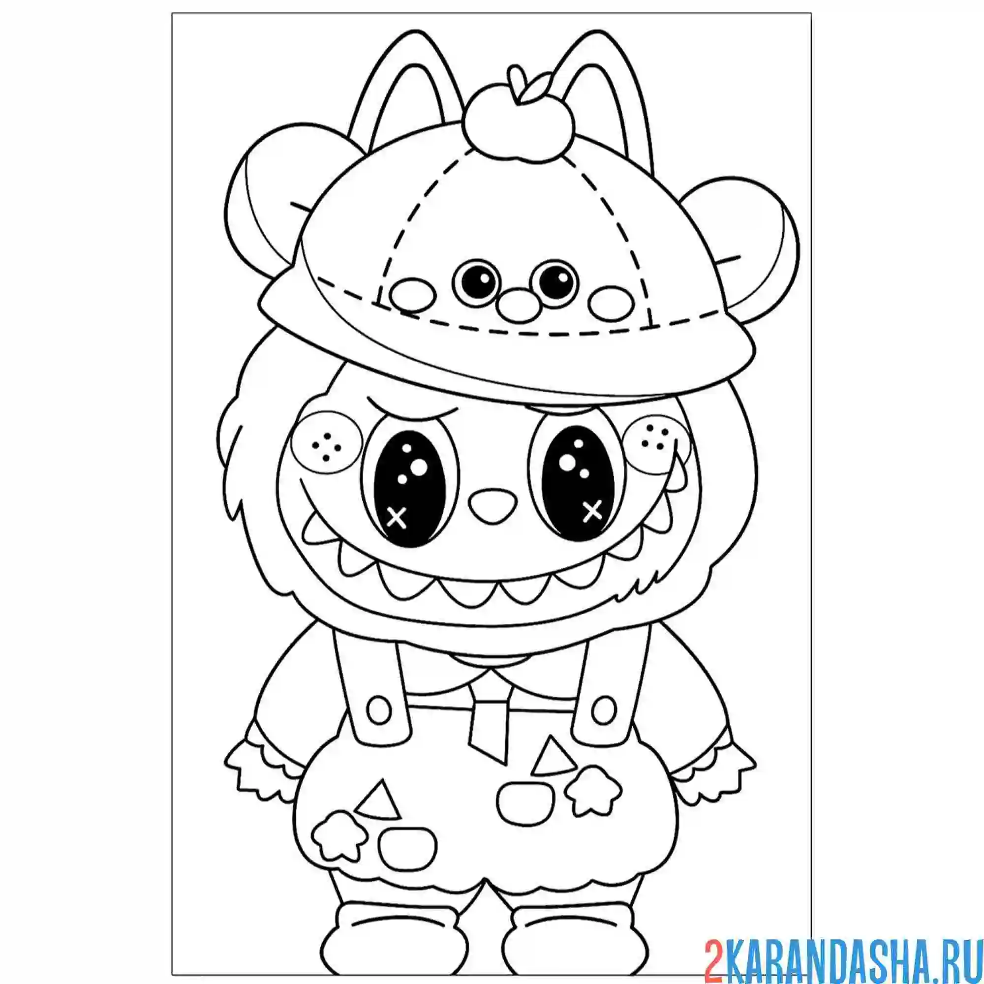 Раскраска лабубу зубастик