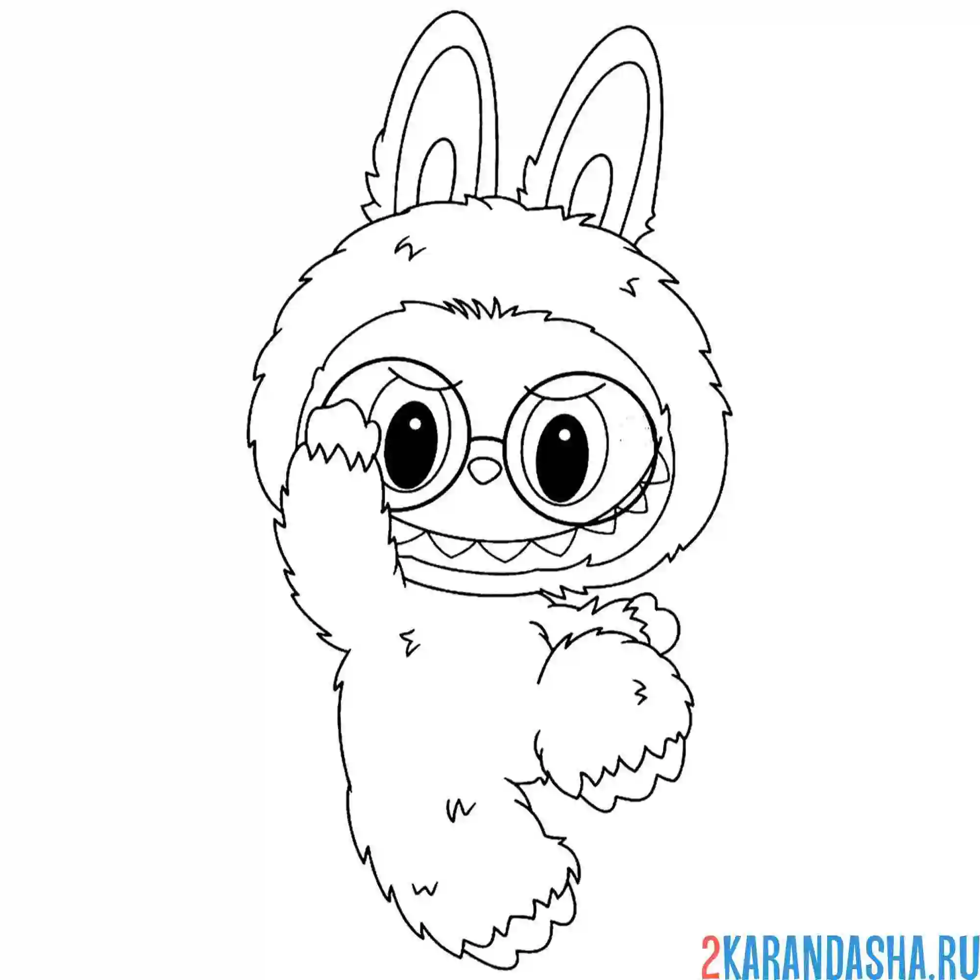 Раскраска лабубу в очках прозрачных