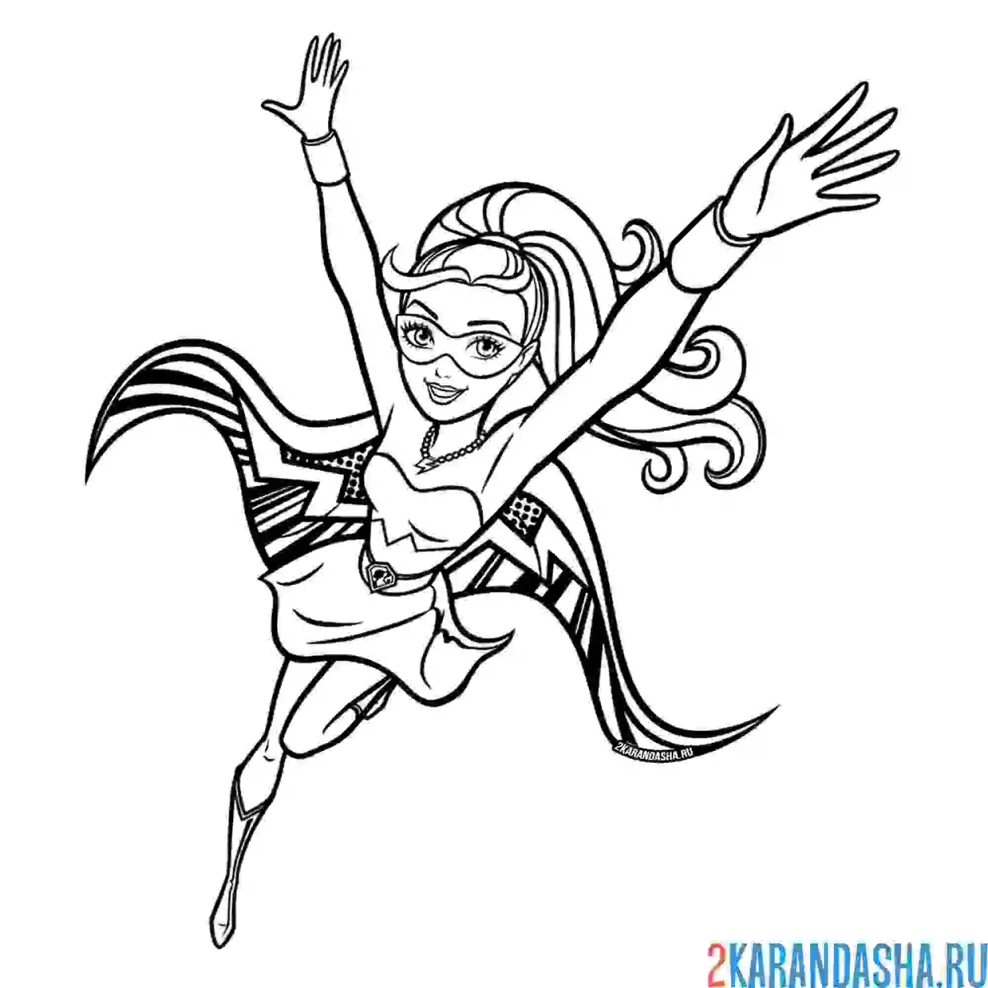 Раскраска барби супер-принцесса в полете