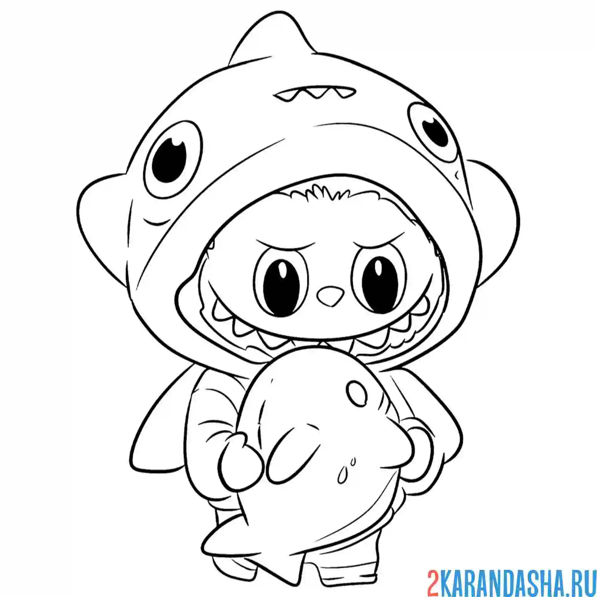 Раскраска лабубу в костюме леона