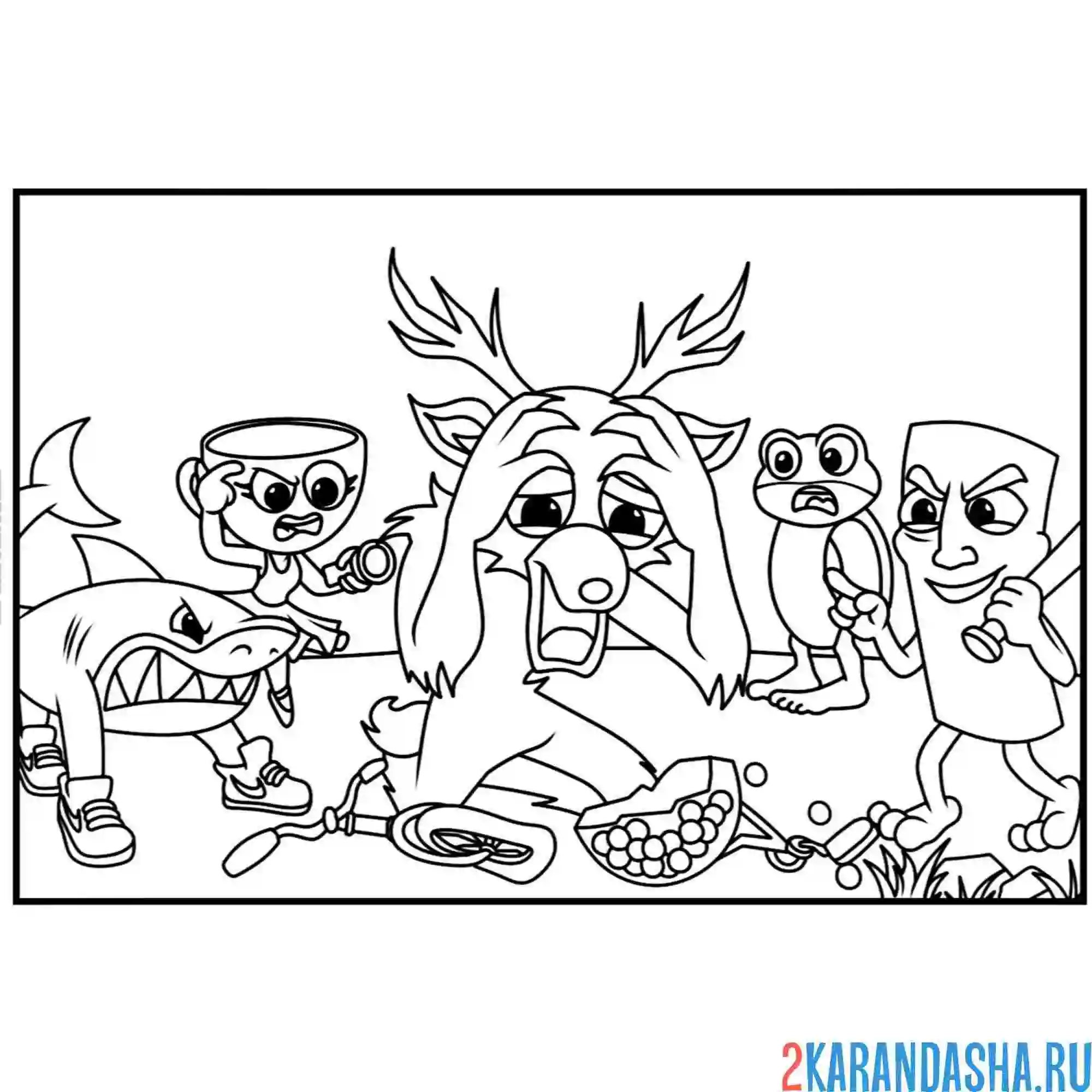 Раскраска 99 ночей в лесу думают