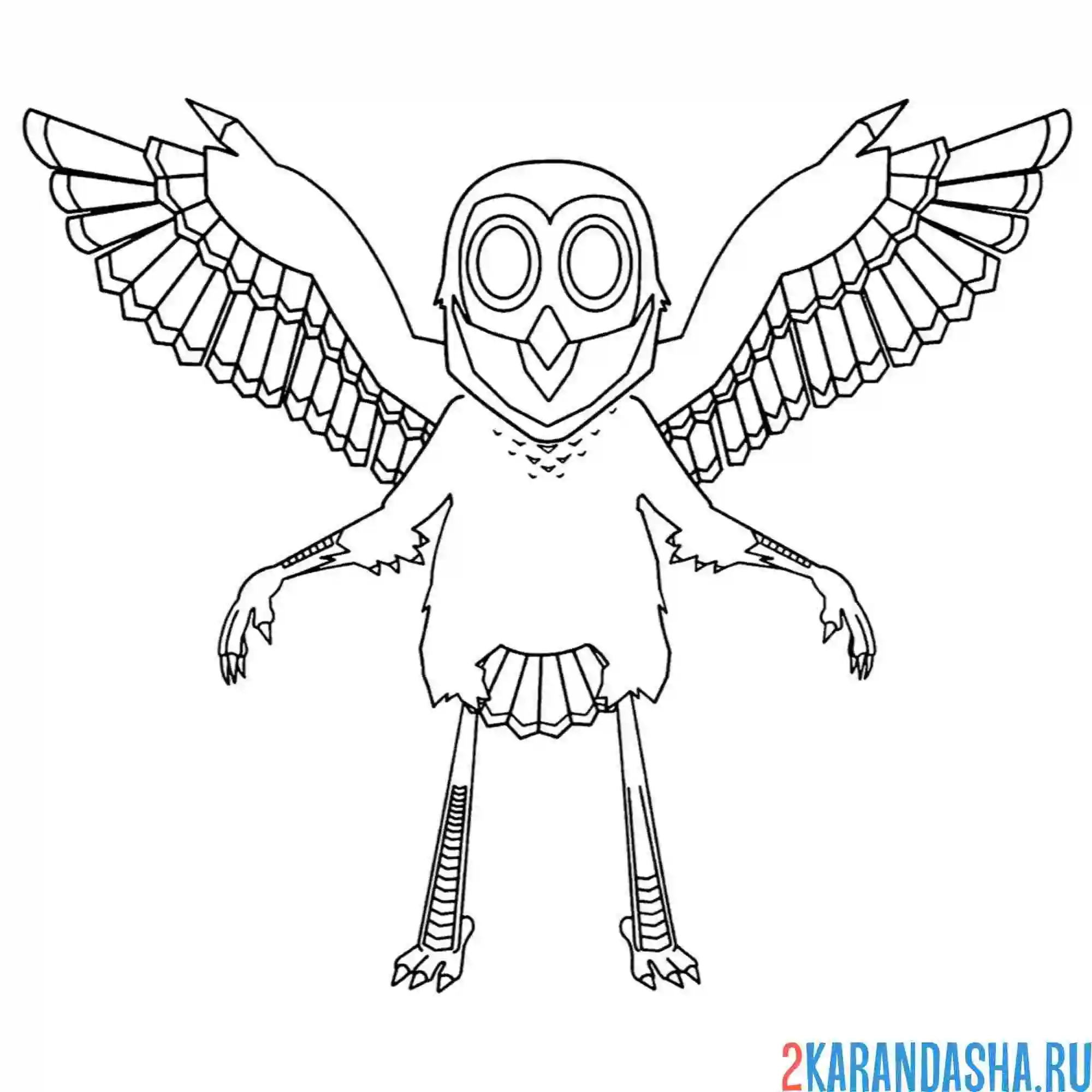 Раскраска 99 ночей в лесу летит сова