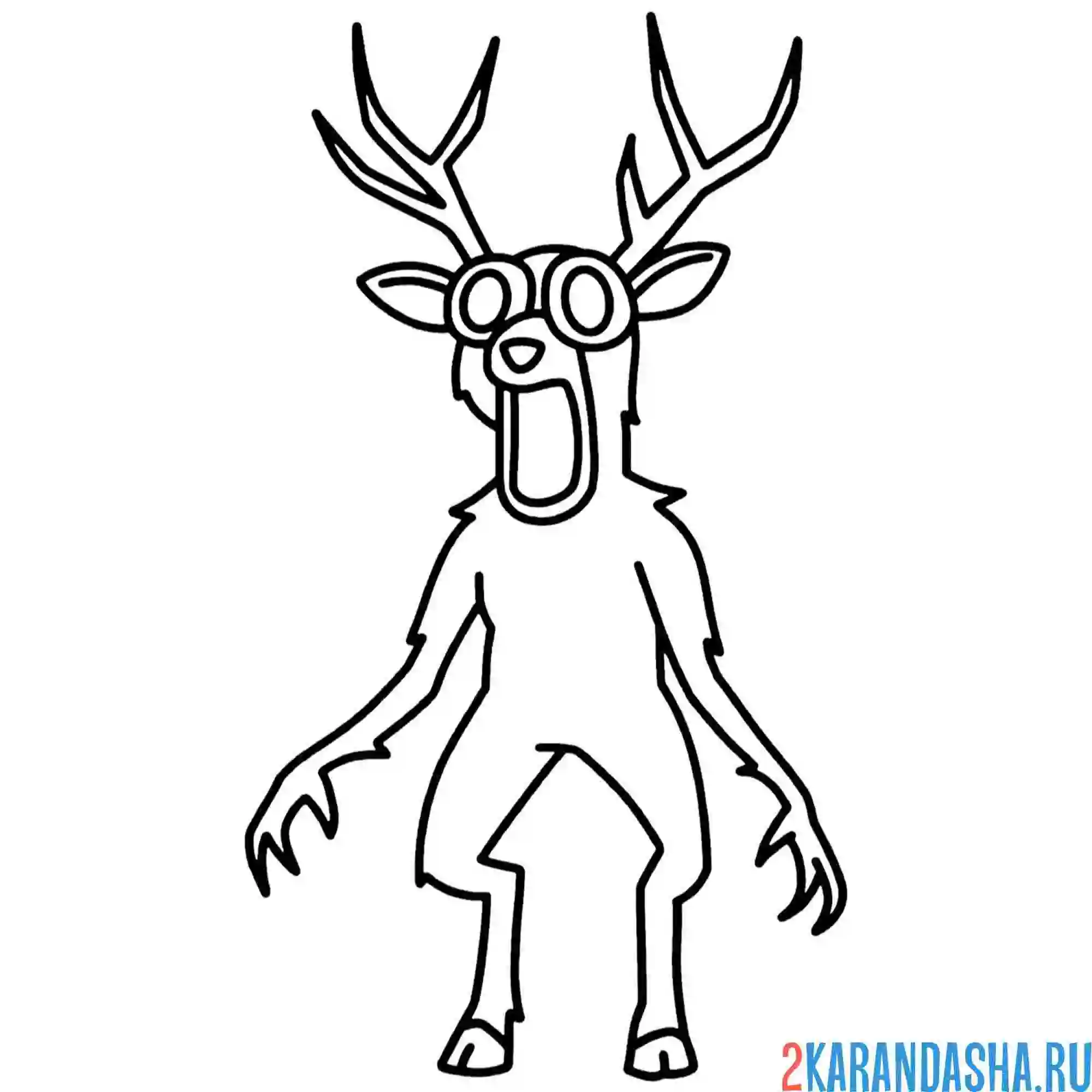 Раскраска 99 ночей в лесу deer бежит