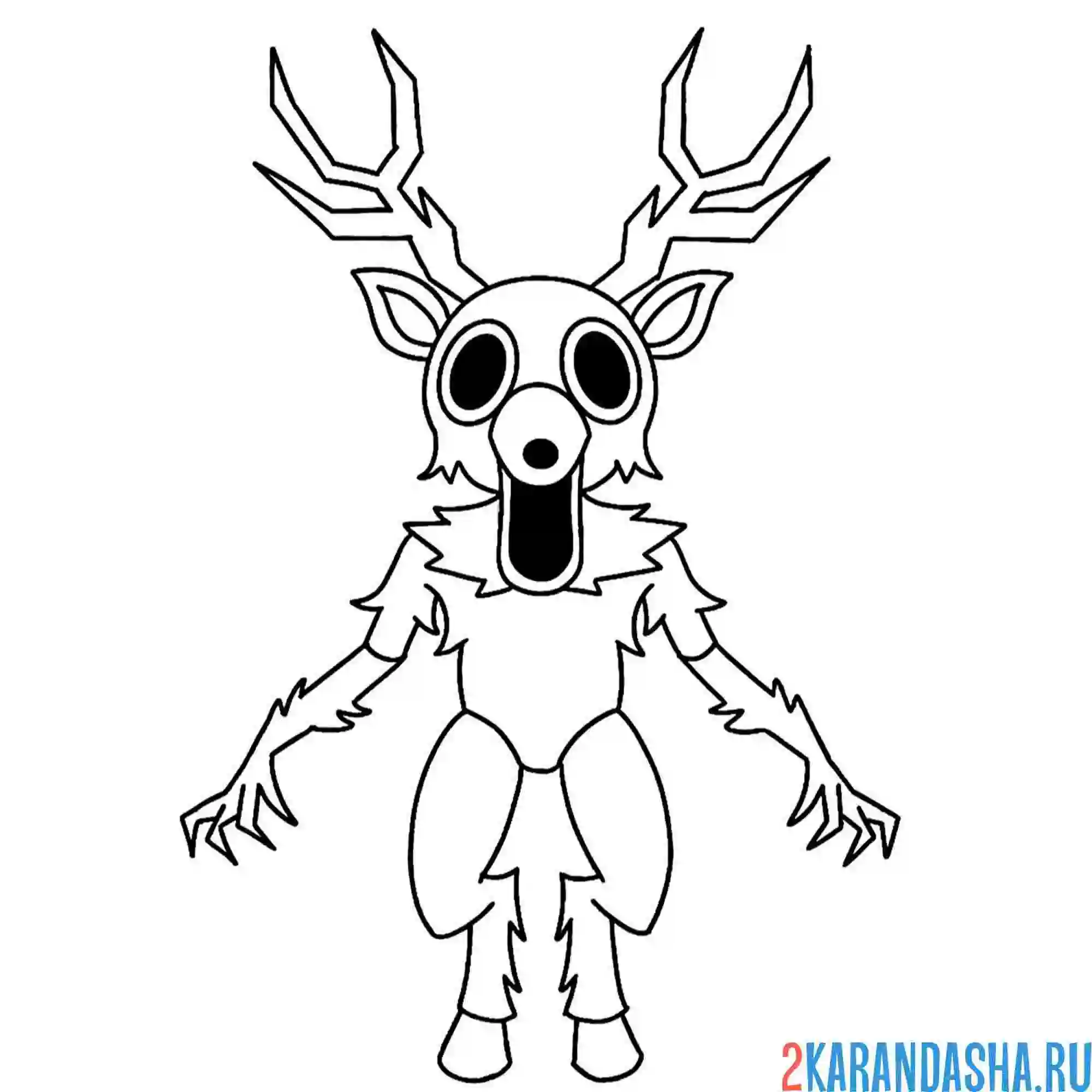 Раскраска 99 ночей в лесу deer олень опасный