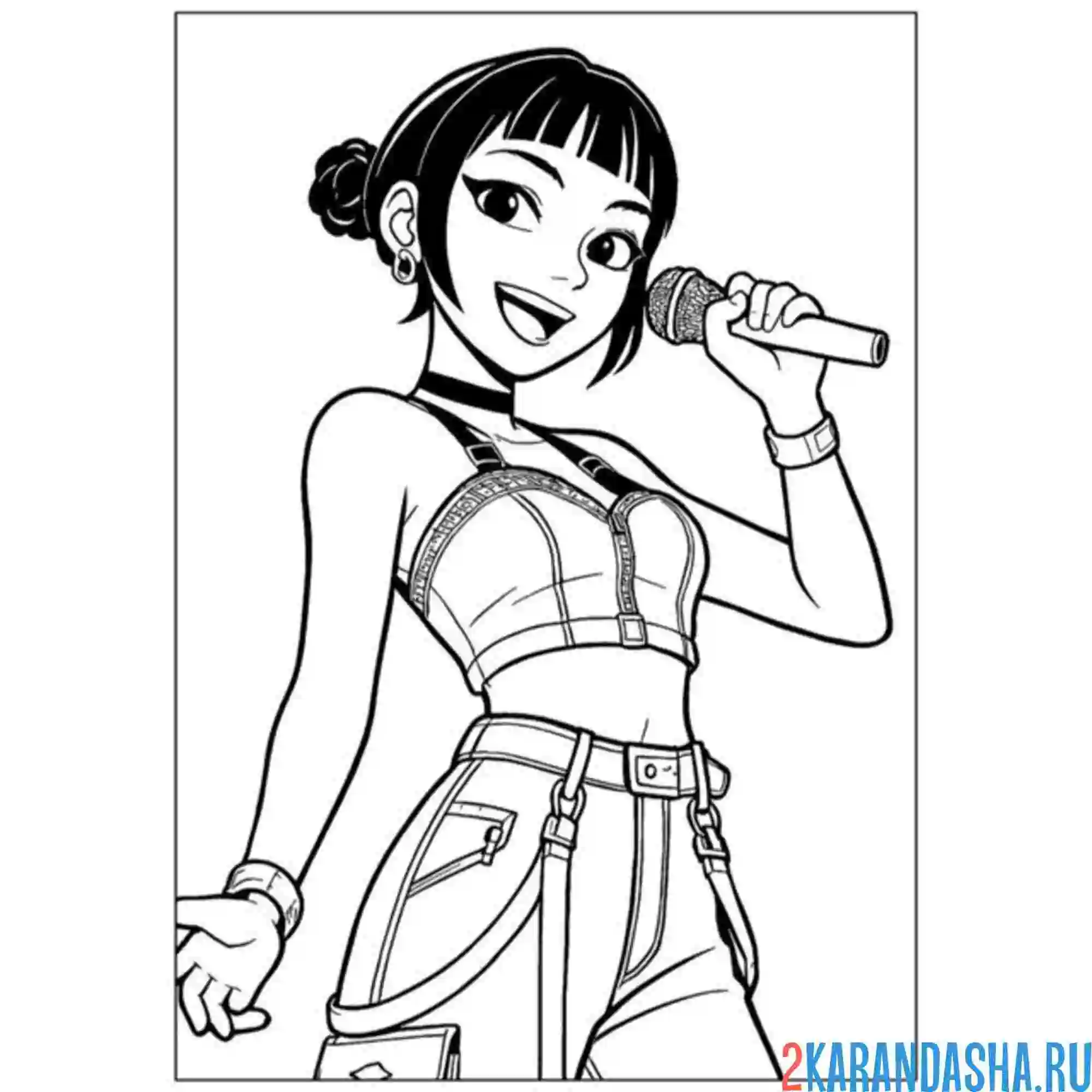 Раскраска зои поет кей-поп-охотницы на демонов
