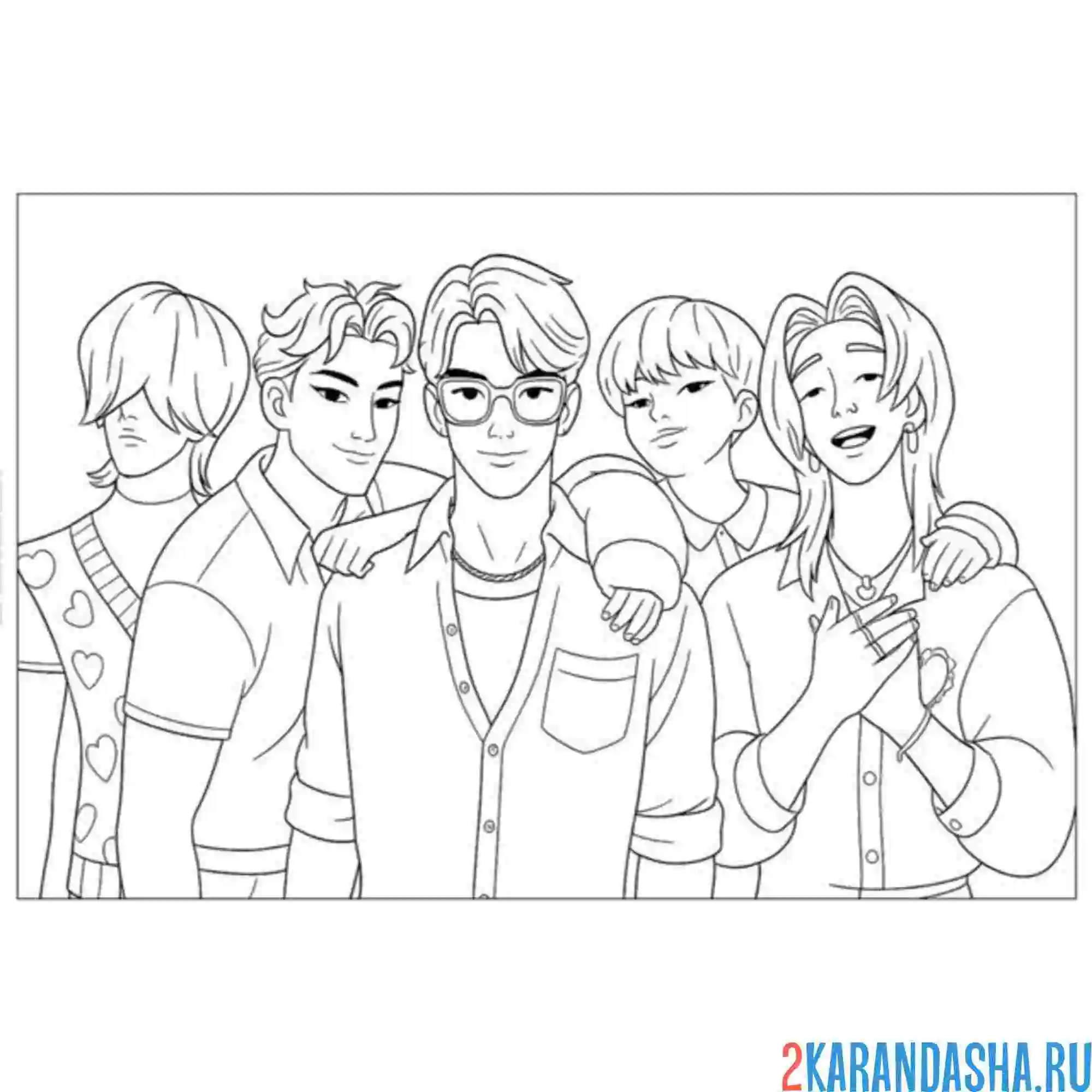 Раскраска бой-бэнд группа saja