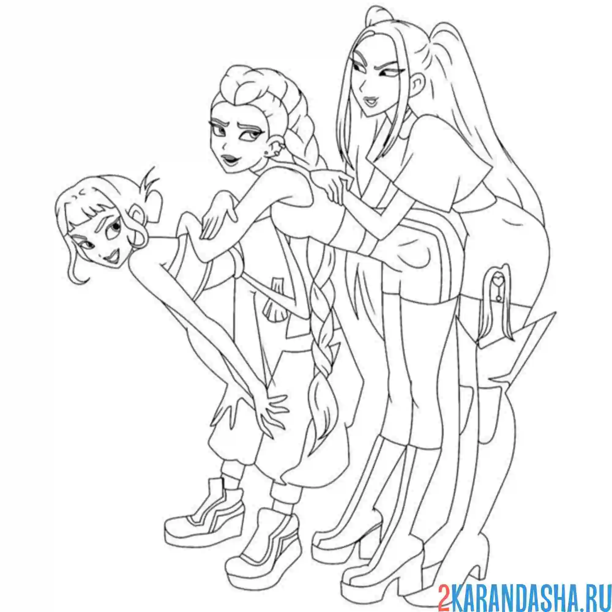 Раскраска зои, мира и руми подруги