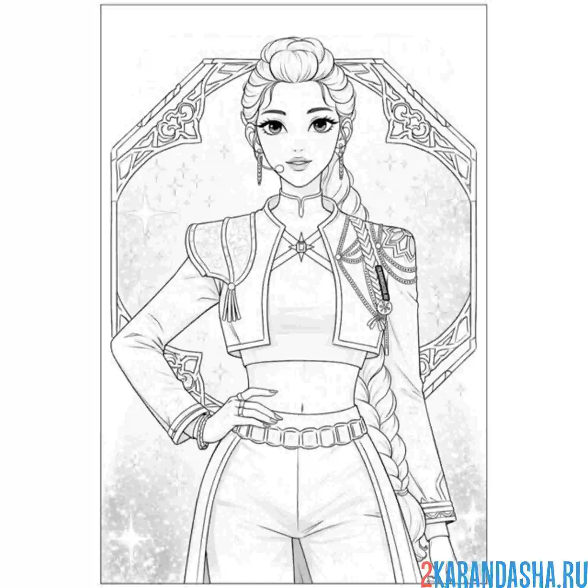 Раскраска руми кей-поп-охотницы на демонов хантрикс