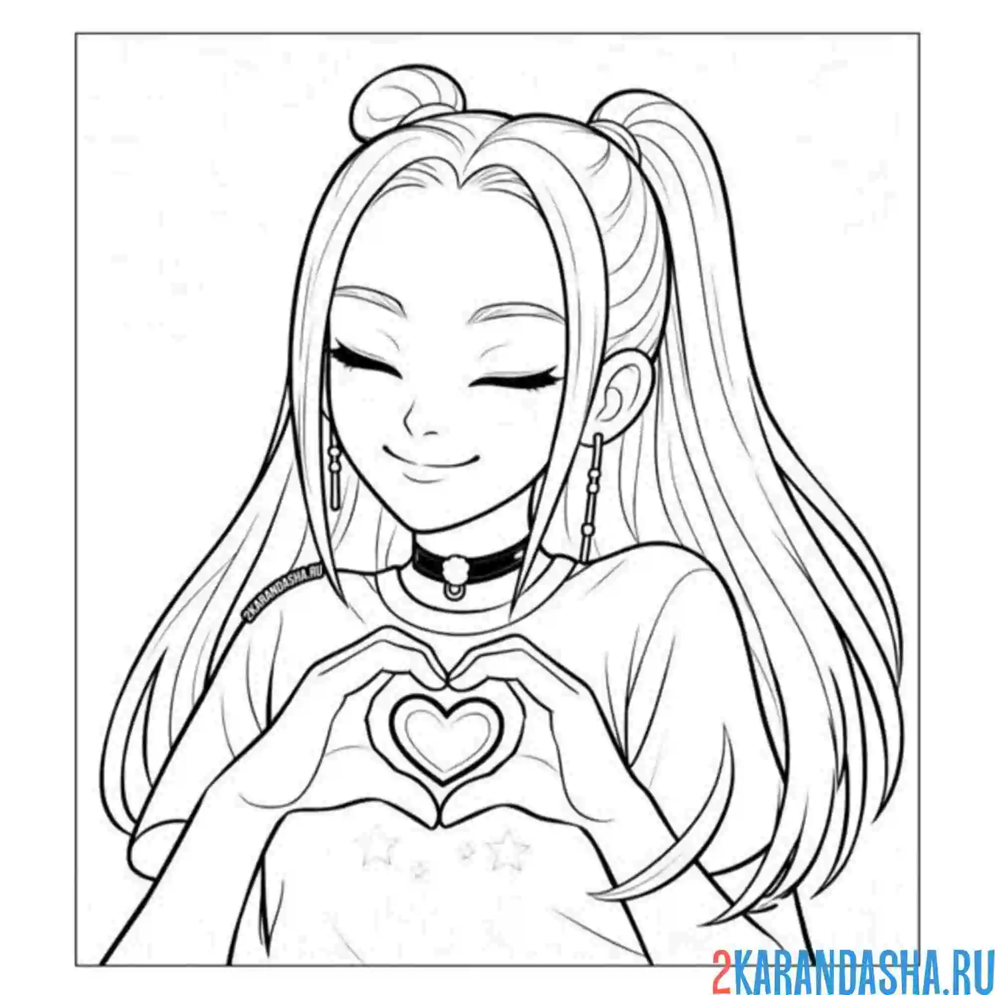 Раскраска мира сердце кей-поп-охотницы на демонов хантрикс