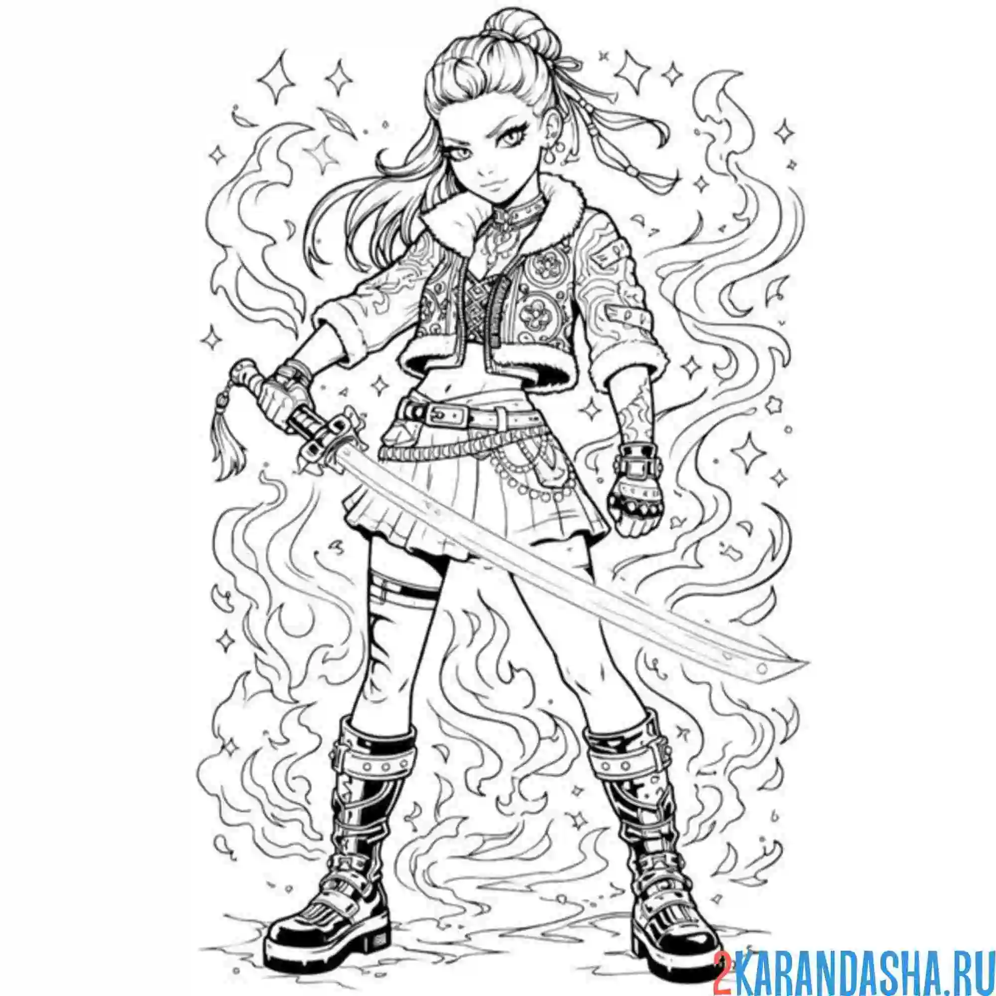Раскраска кей-поп-охотницы на демонов хантрикс