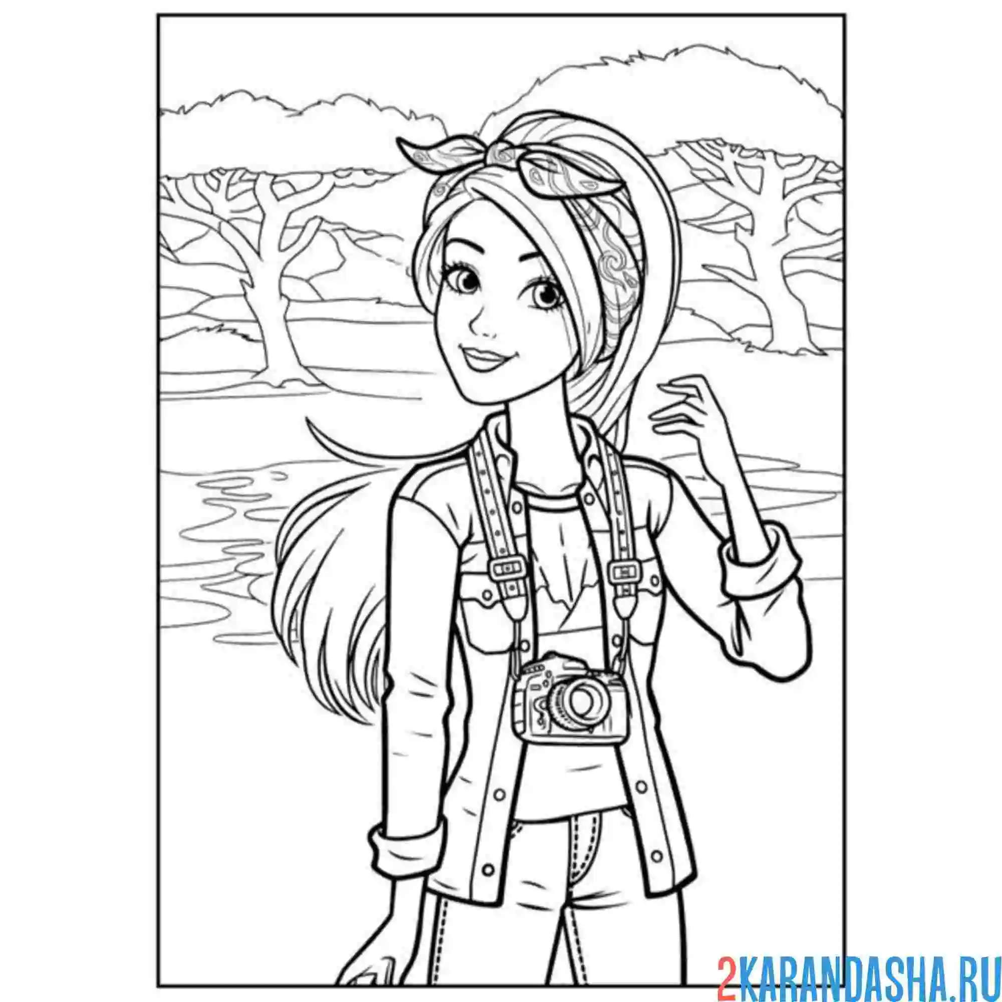 Раскраска барби фотограф