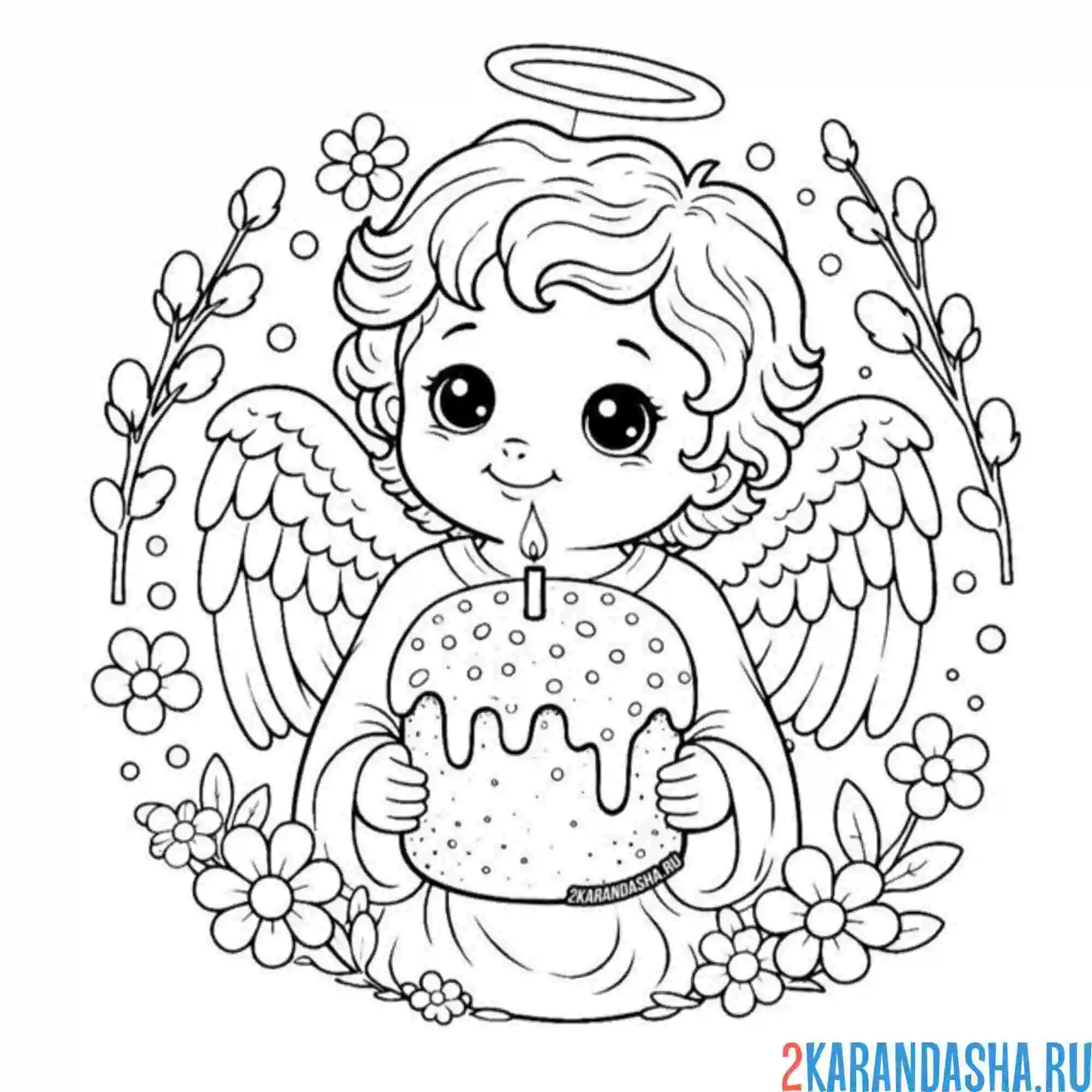 Раскраска ангелок пасхальный