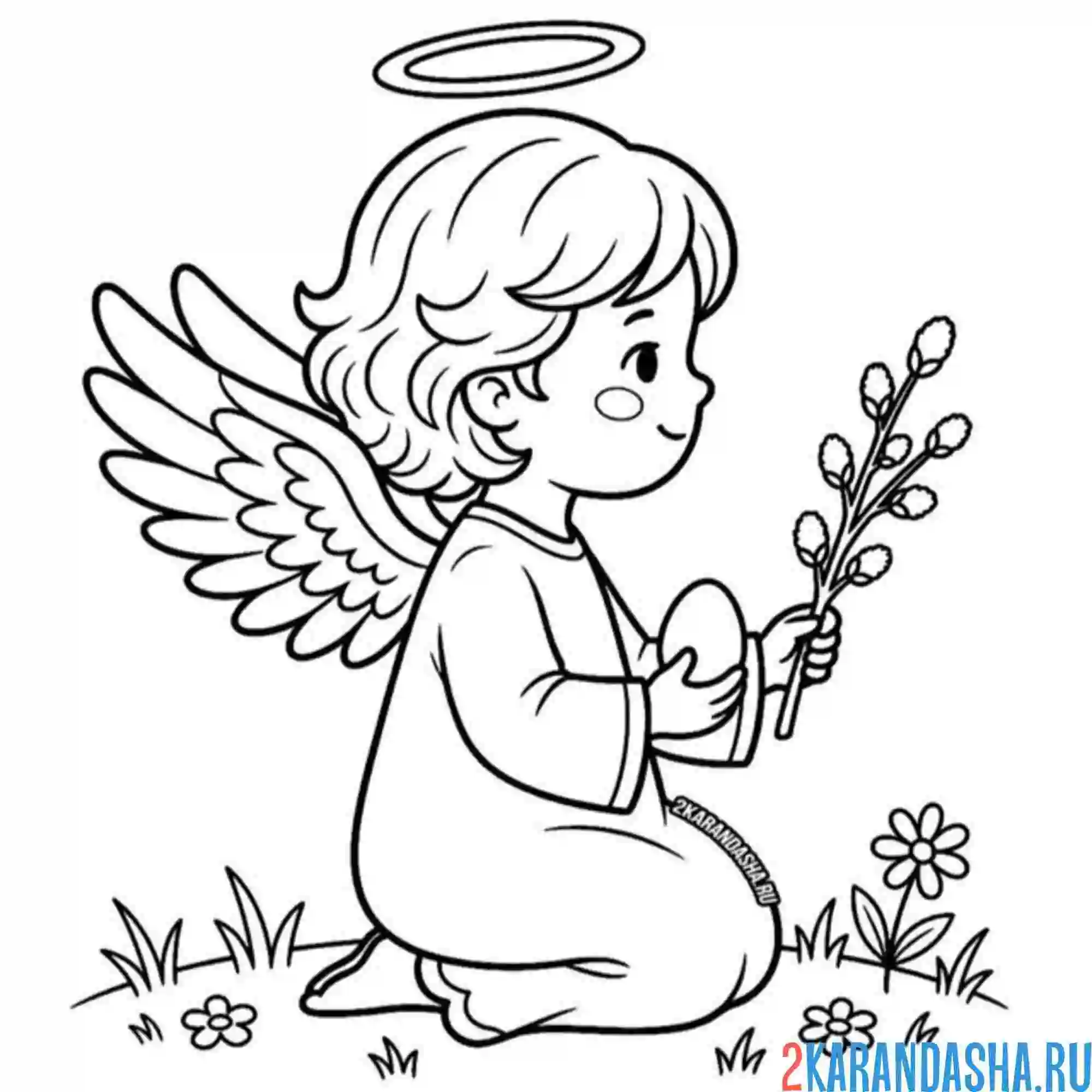 Раскраска ангел сбоку пасха