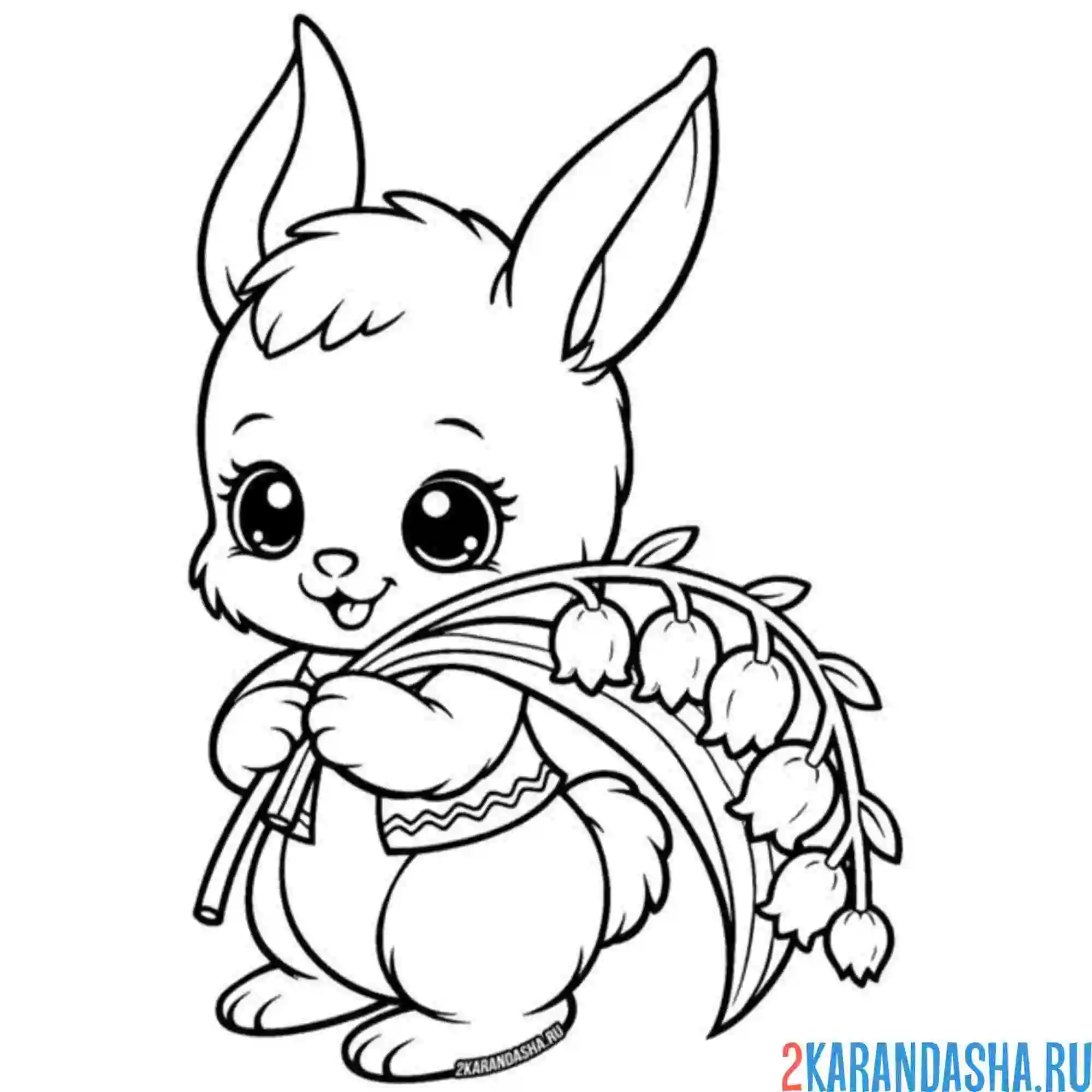 Раскраска зайчик держит ландыши