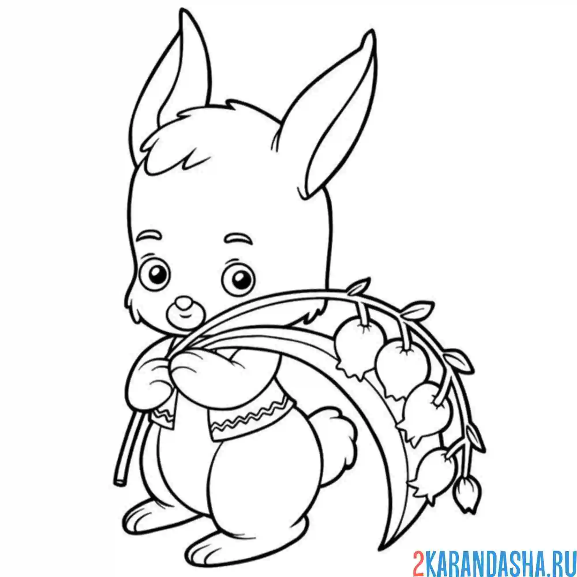 Раскраска мальчик зайчик с ландышами