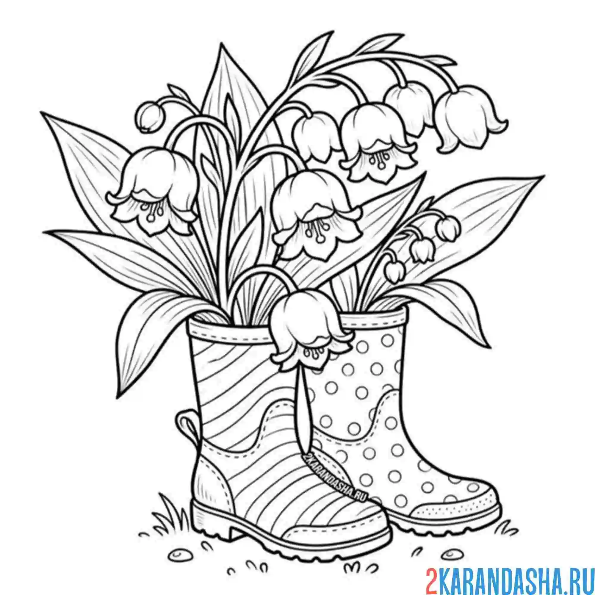 Раскраска ландыши в сапогах