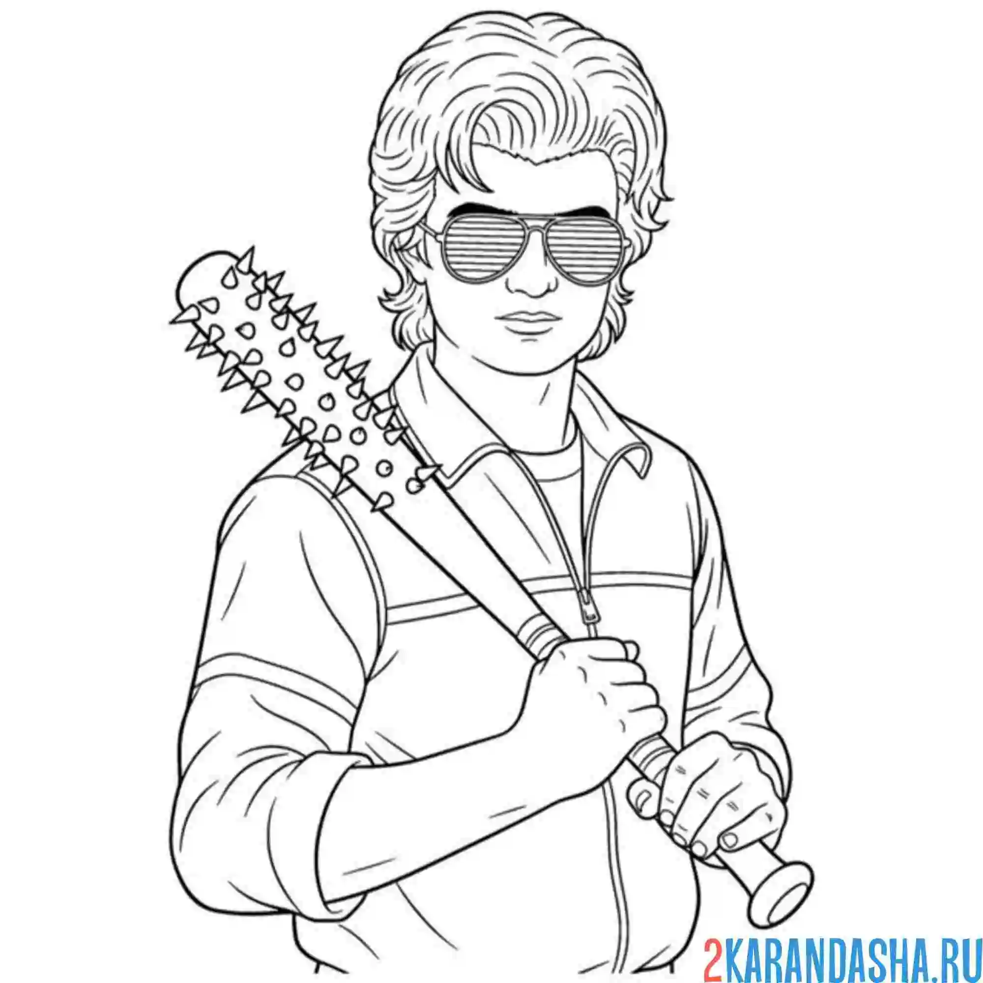 Раскраска стив с битой очень странные дела осд