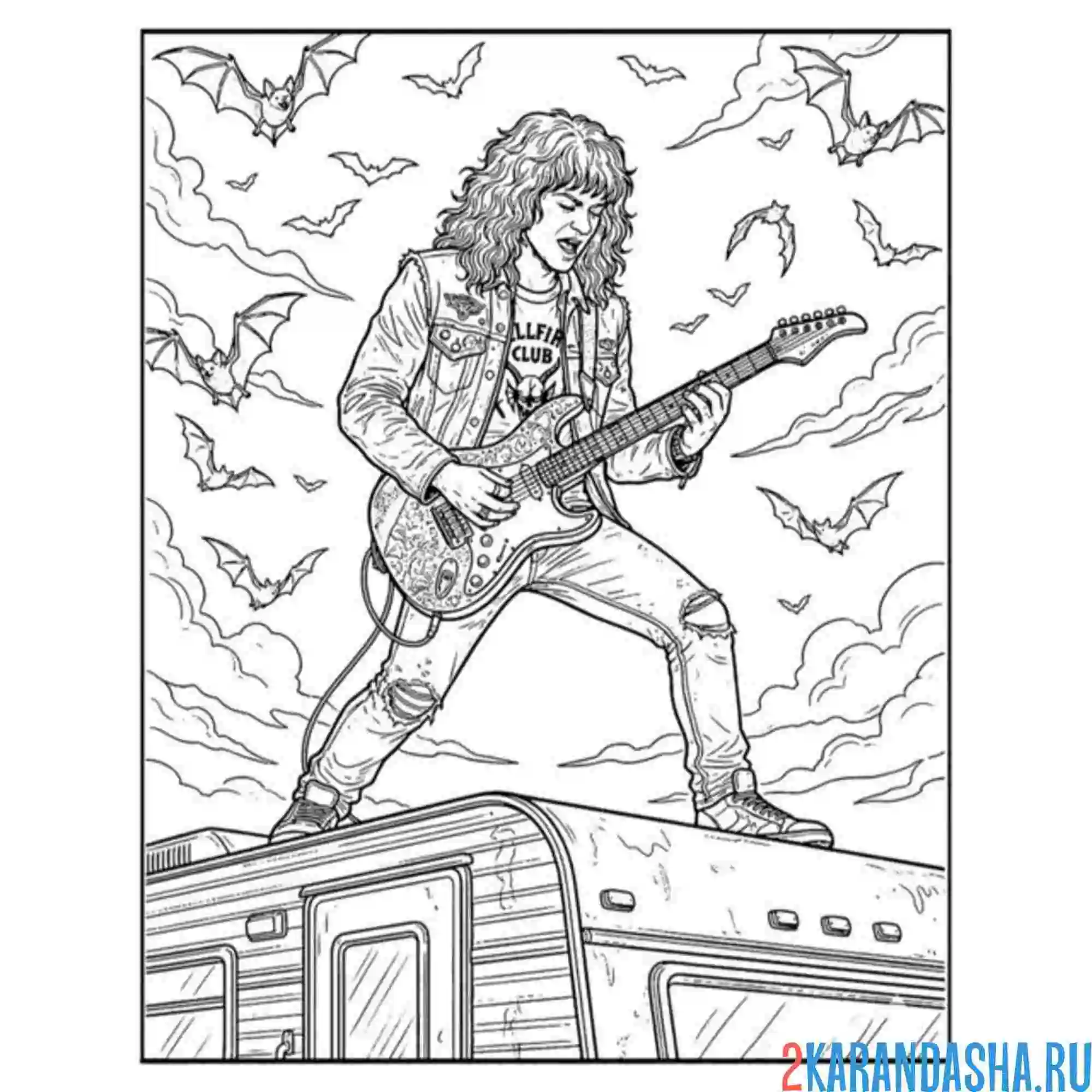 Раскраска эдди с гитарой очень странные дела осд