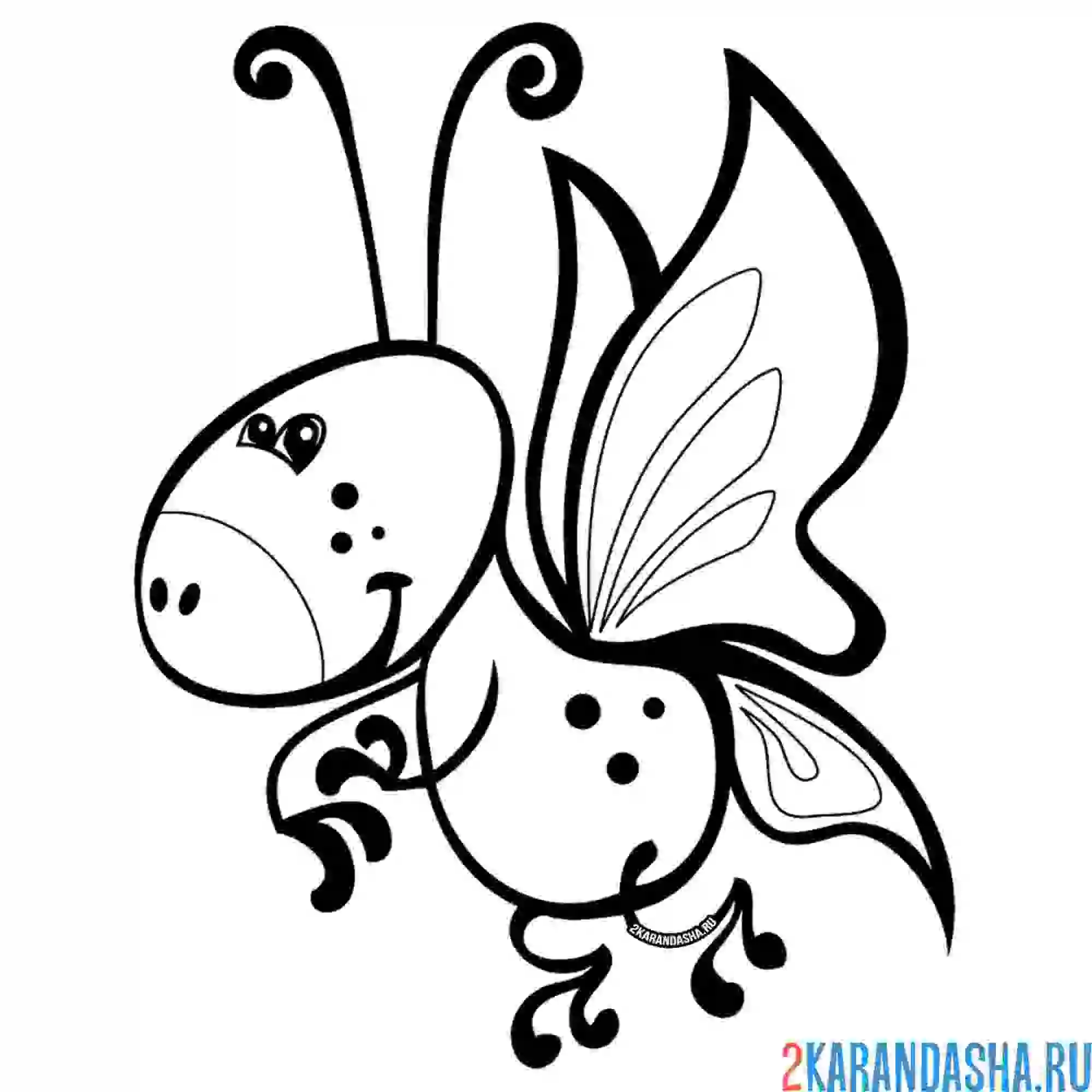 Раскраска мультяшная бабочка