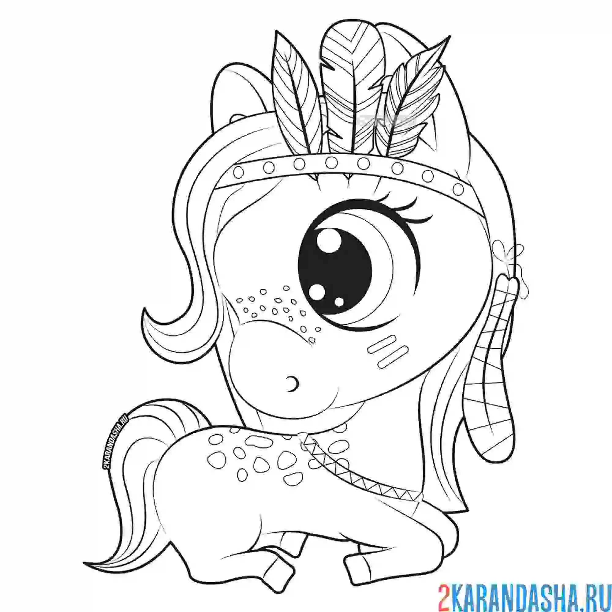 Раскраска очень милый пони картинка