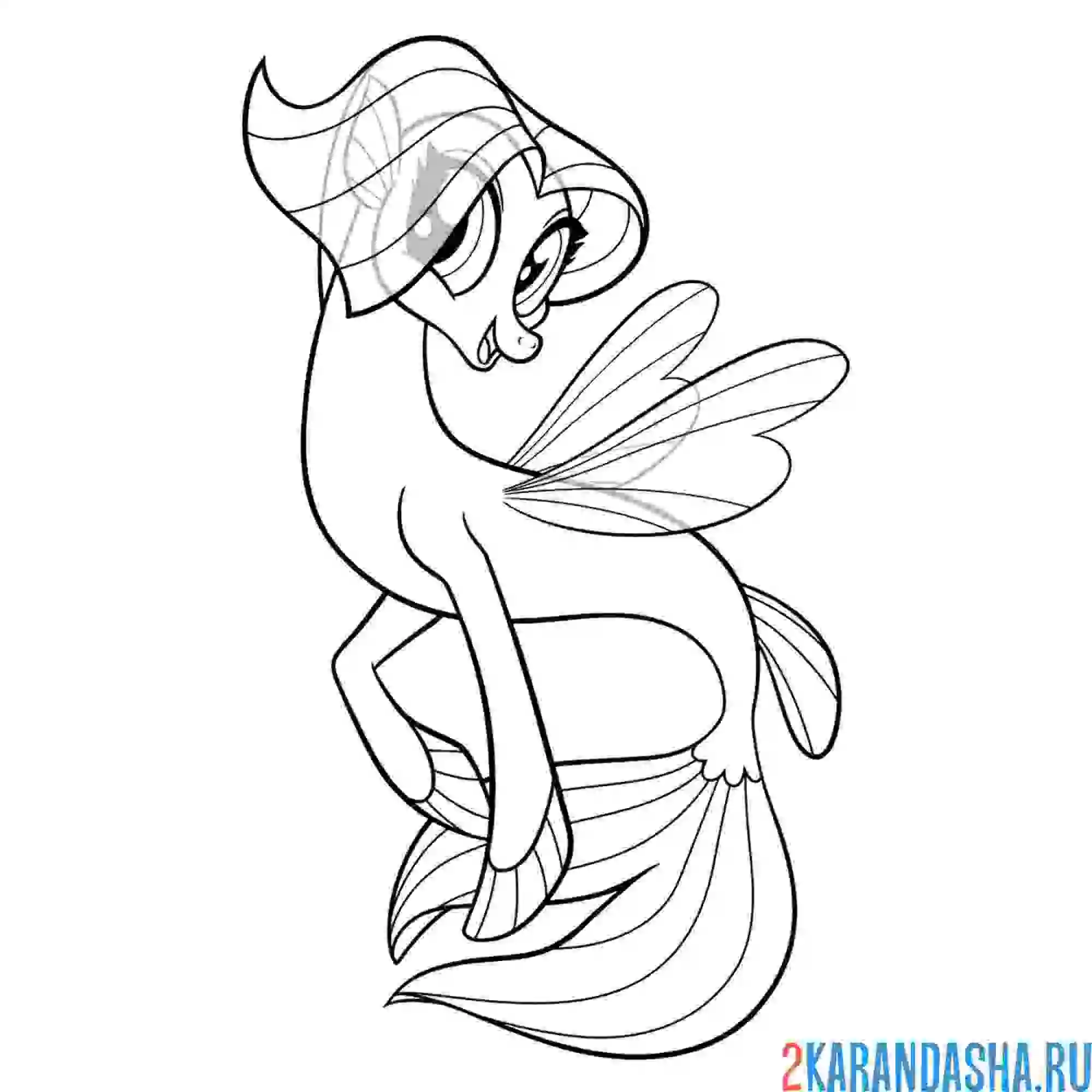 Раскраска салина блю морская пони