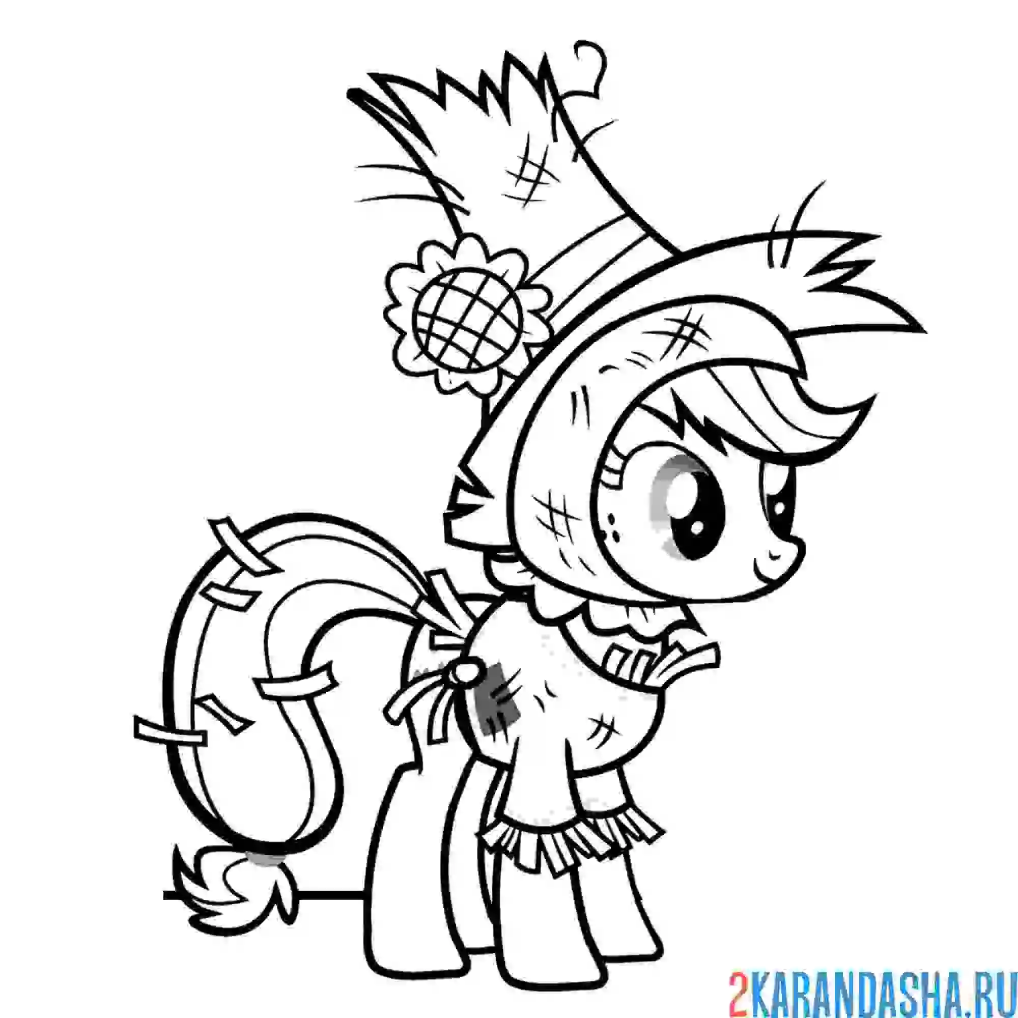 Раскраска эппл джек в соломенной шляпе