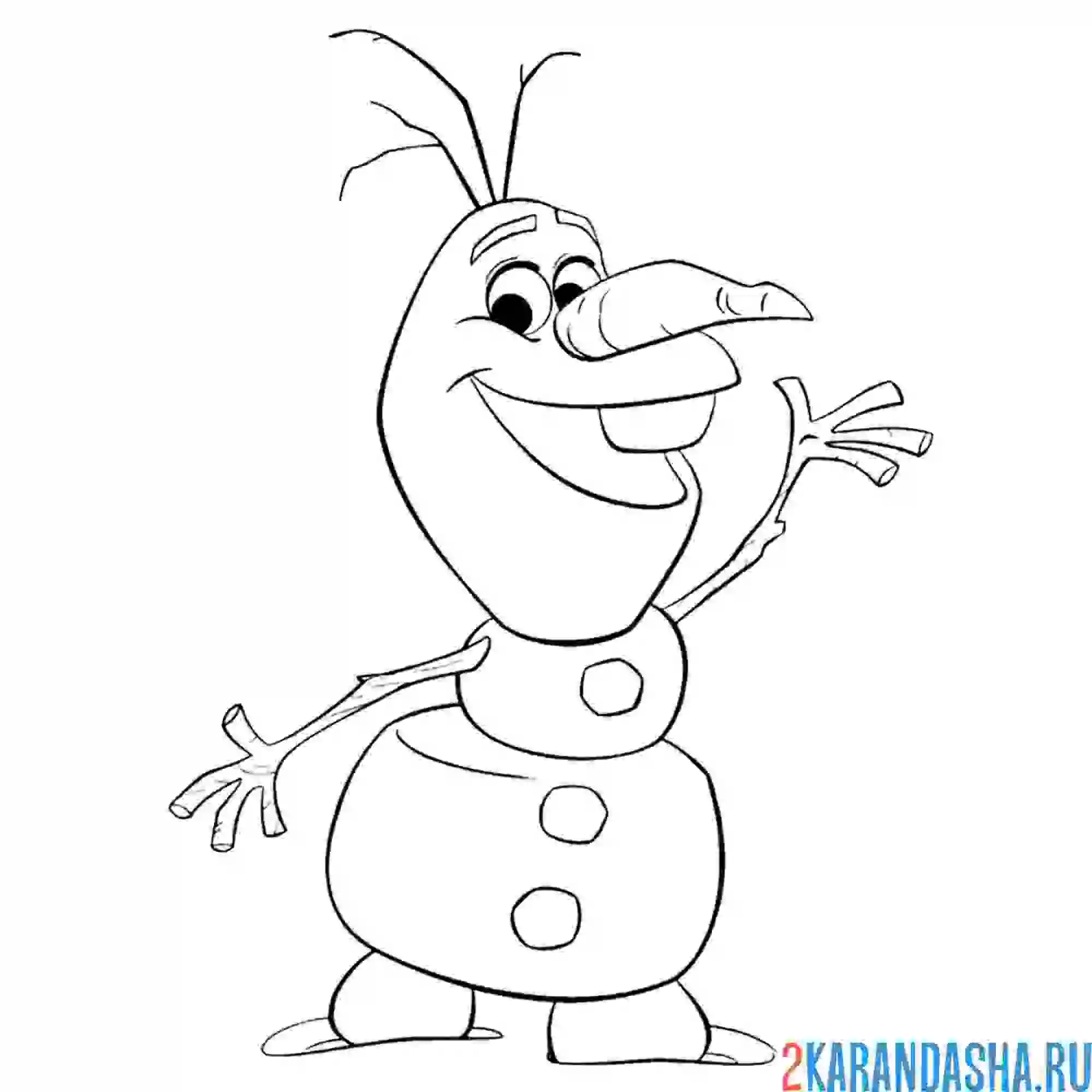 Раскраска снеговик олаф