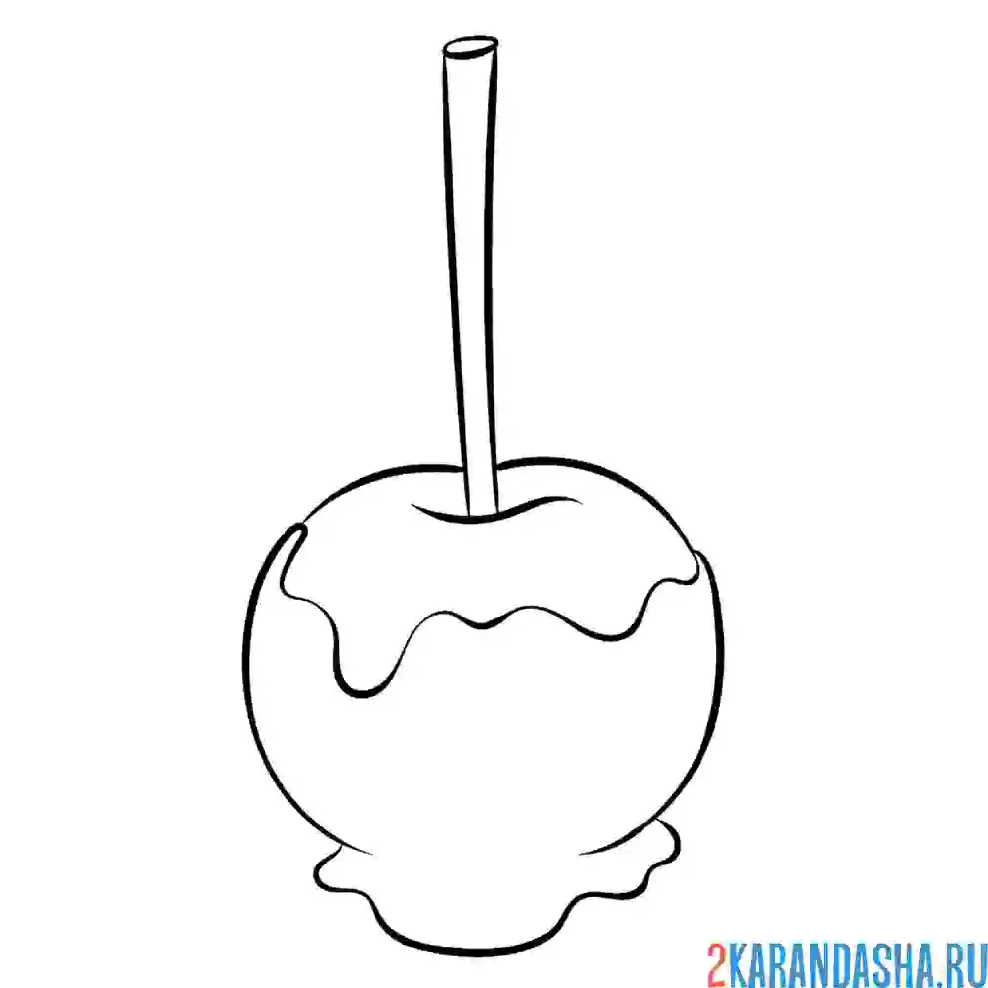 Раскраска карамельное яблоко