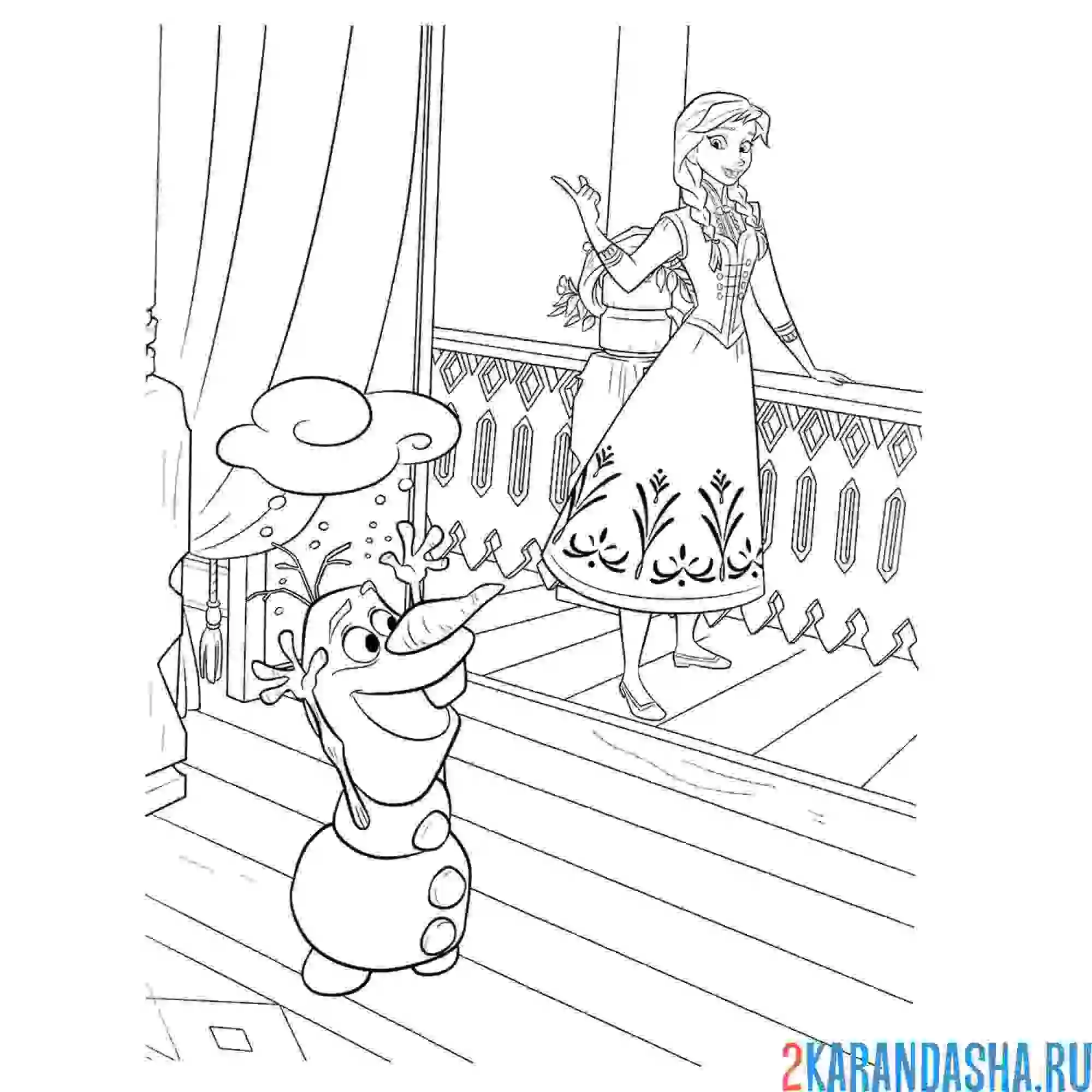 Раскраска веселые анна и олаф